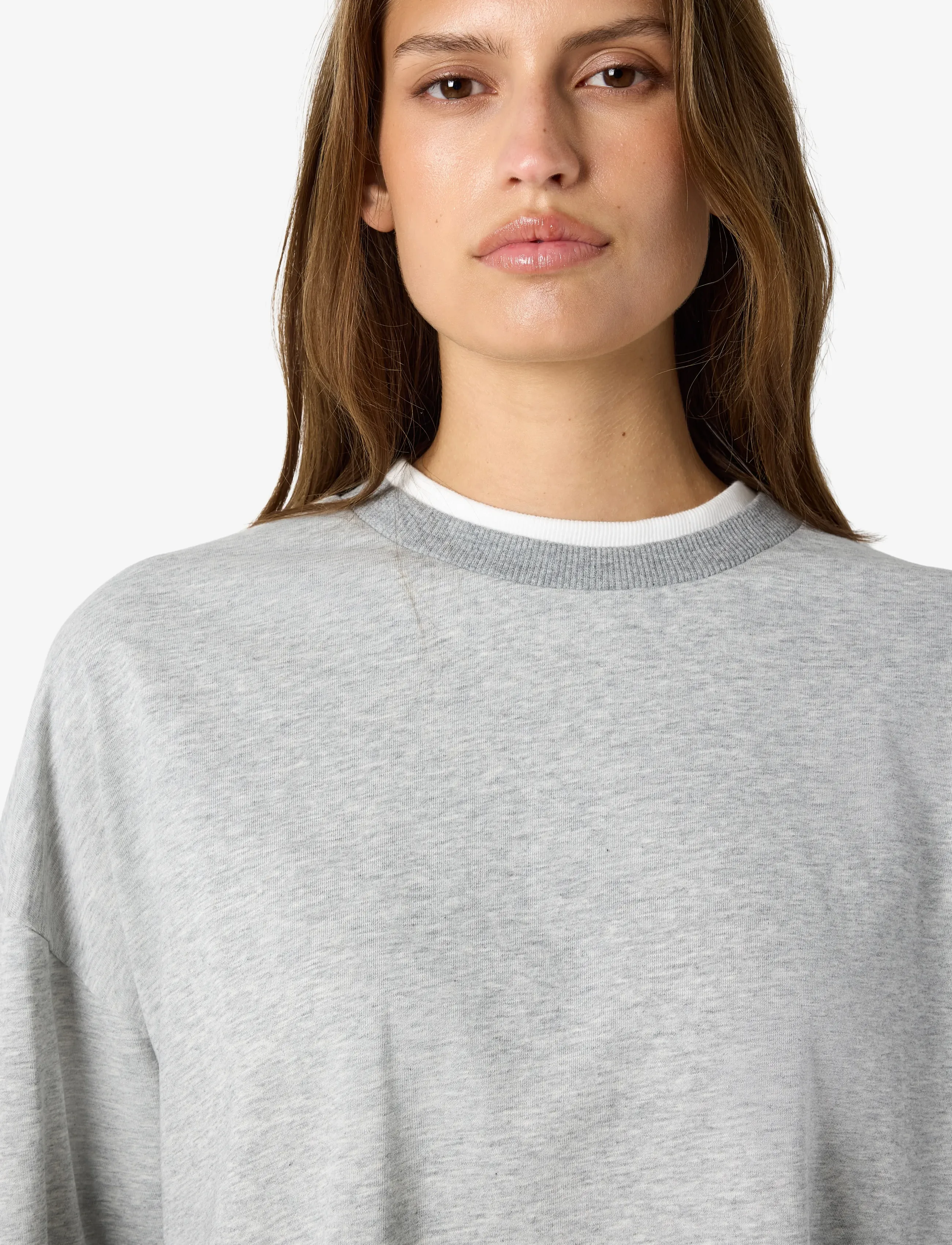 NOISY MAY - NMEMBER L/S DOUBLE LAYER TOP - langærmede bluser - light grey melange - 4