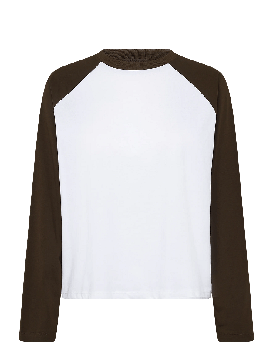 NOISY MAY - NMEMBER L/S RAGLAN COLORBLOCK TOP - pikkade varrukatega topid - snow white - 1