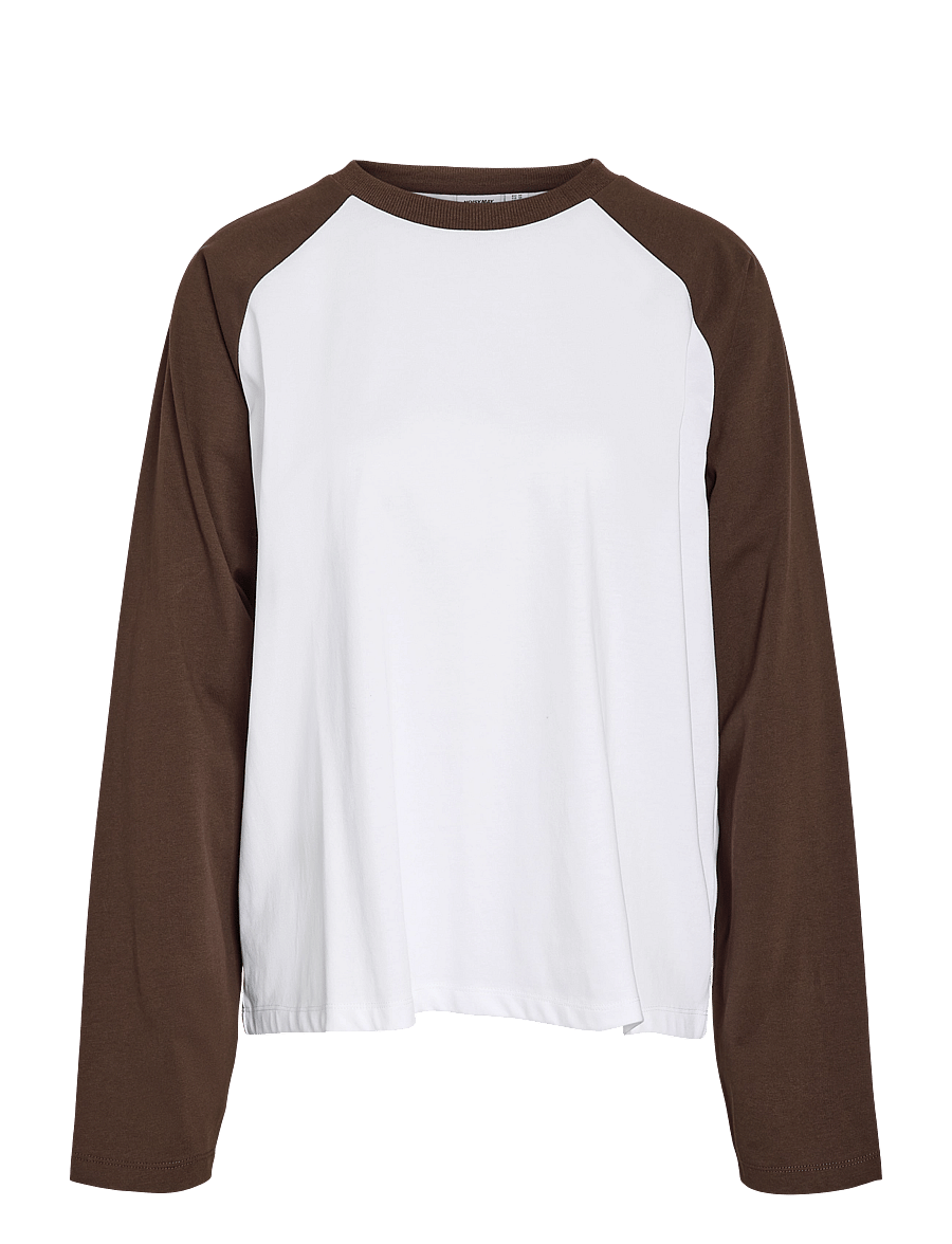 NOISY MAY - NMEMBER L/S RAGLAN COLORBLOCK TOP - langærmede toppe - snow white - 1