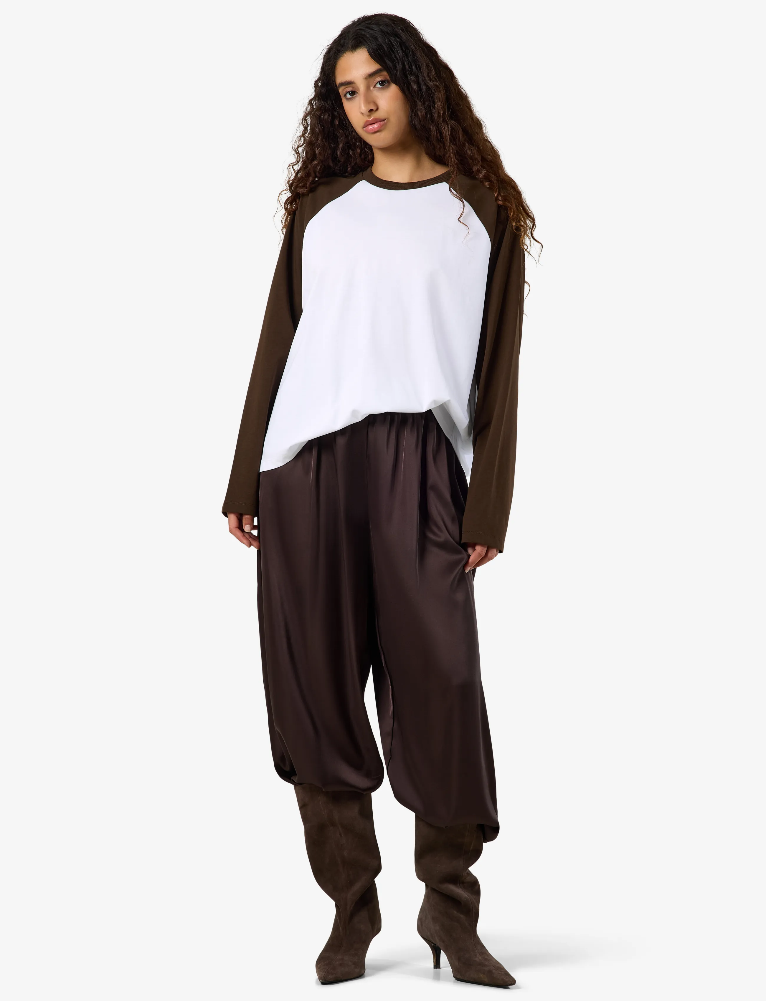 NOISY MAY - NMEMBER L/S RAGLAN COLORBLOCK TOP - langærmede toppe - snow white - 2