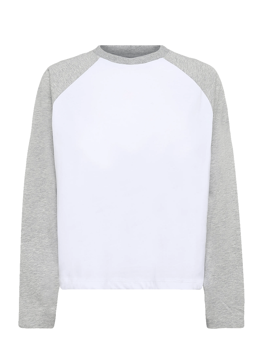 NOISY MAY - NMEMBER L/S RAGLAN COLORBLOCK TOP - topy z długimi rękawami - snow white - 1