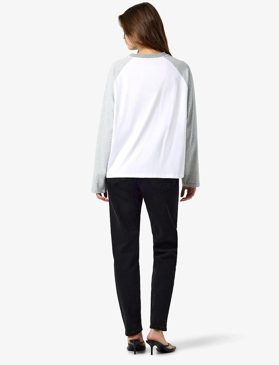 NOISY MAY - NMEMBER L/S RAGLAN COLORBLOCK TOP - langærmede toppe - snow white - 3