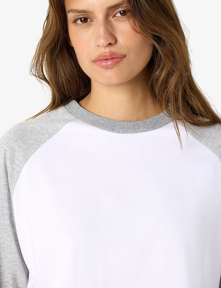 NOISY MAY - NMEMBER L/S RAGLAN COLORBLOCK TOP - langærmede toppe - snow white - 4