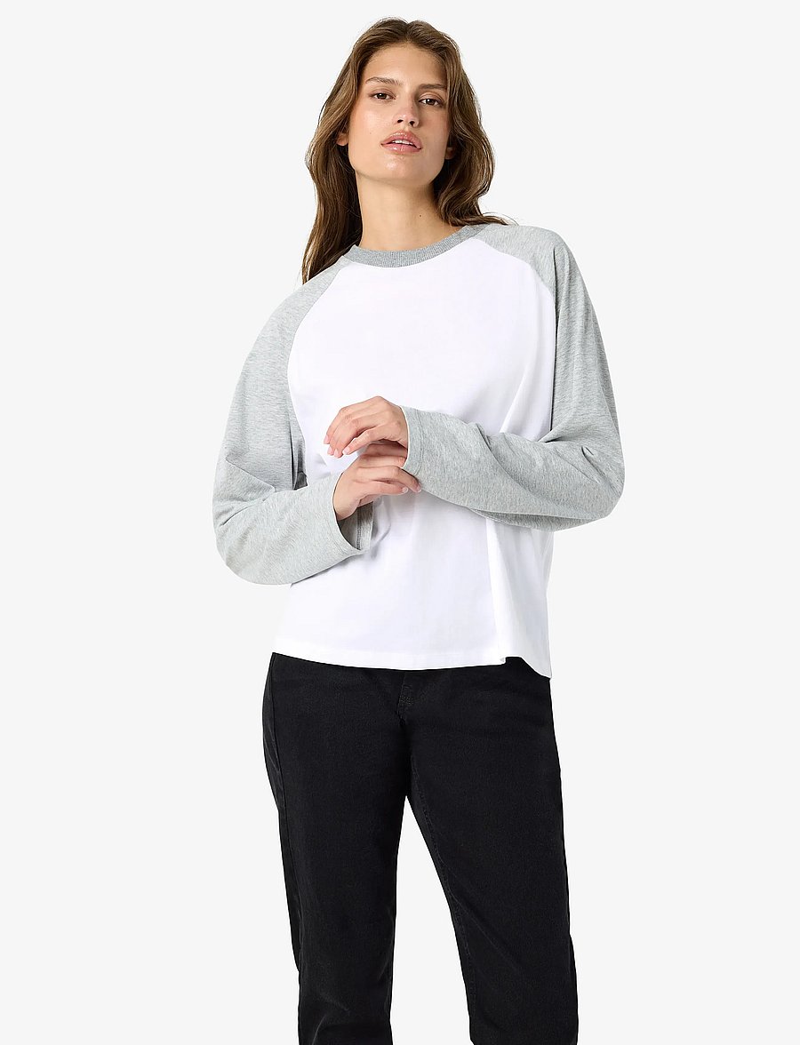 NOISY MAY - NMEMBER L/S RAGLAN COLORBLOCK TOP - langærmede toppe - snow white - 5
