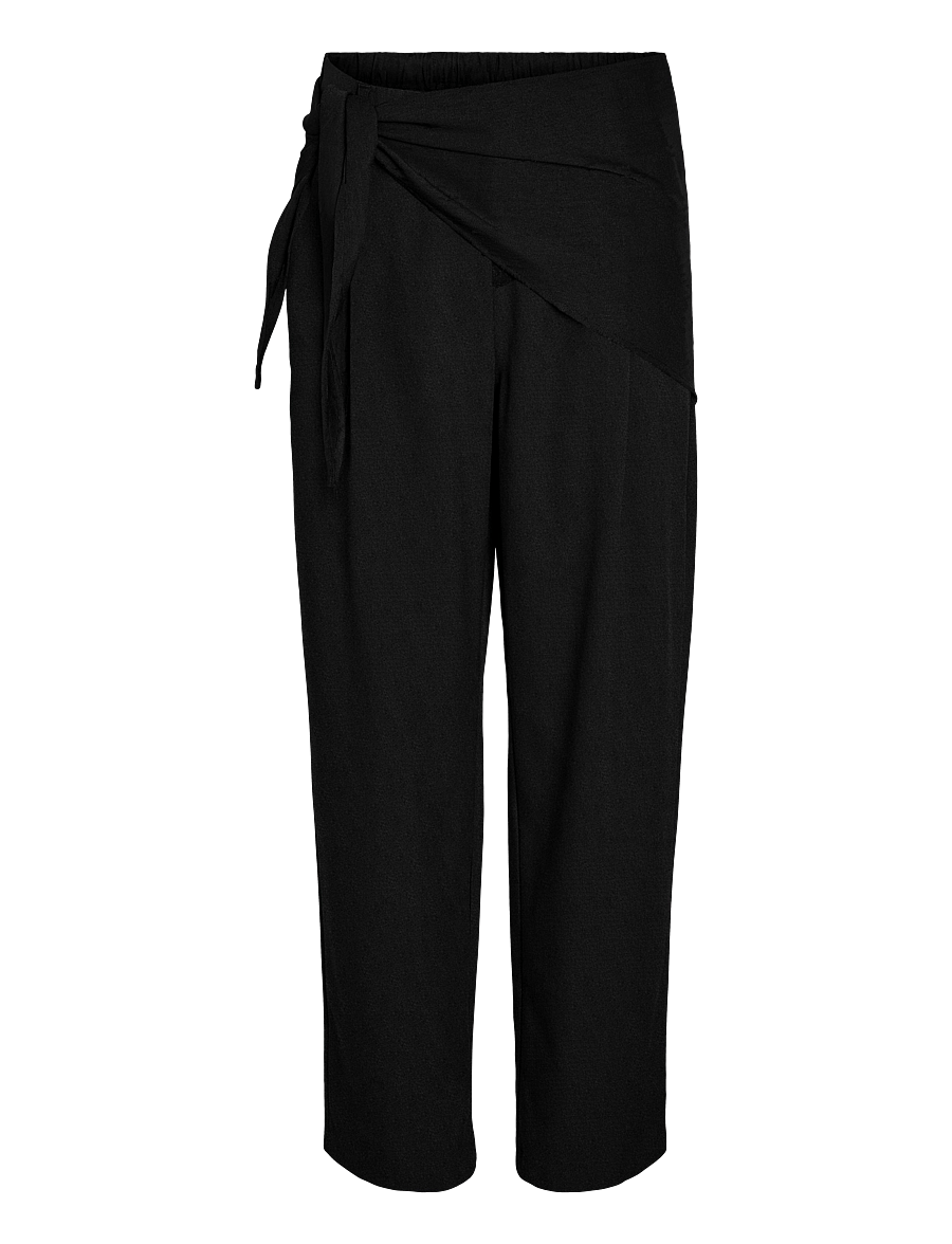 NOISY MAY - NMPINE MW PINSTRIPE SCARF PANT TNT/20 - hosen mit weitem bein - black - 0