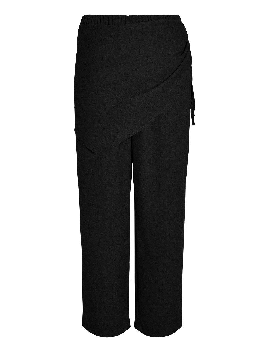 NOISY MAY - NMPINE MW PINSTRIPE SCARF PANT TNT/20 - hosen mit weitem bein - black - 1