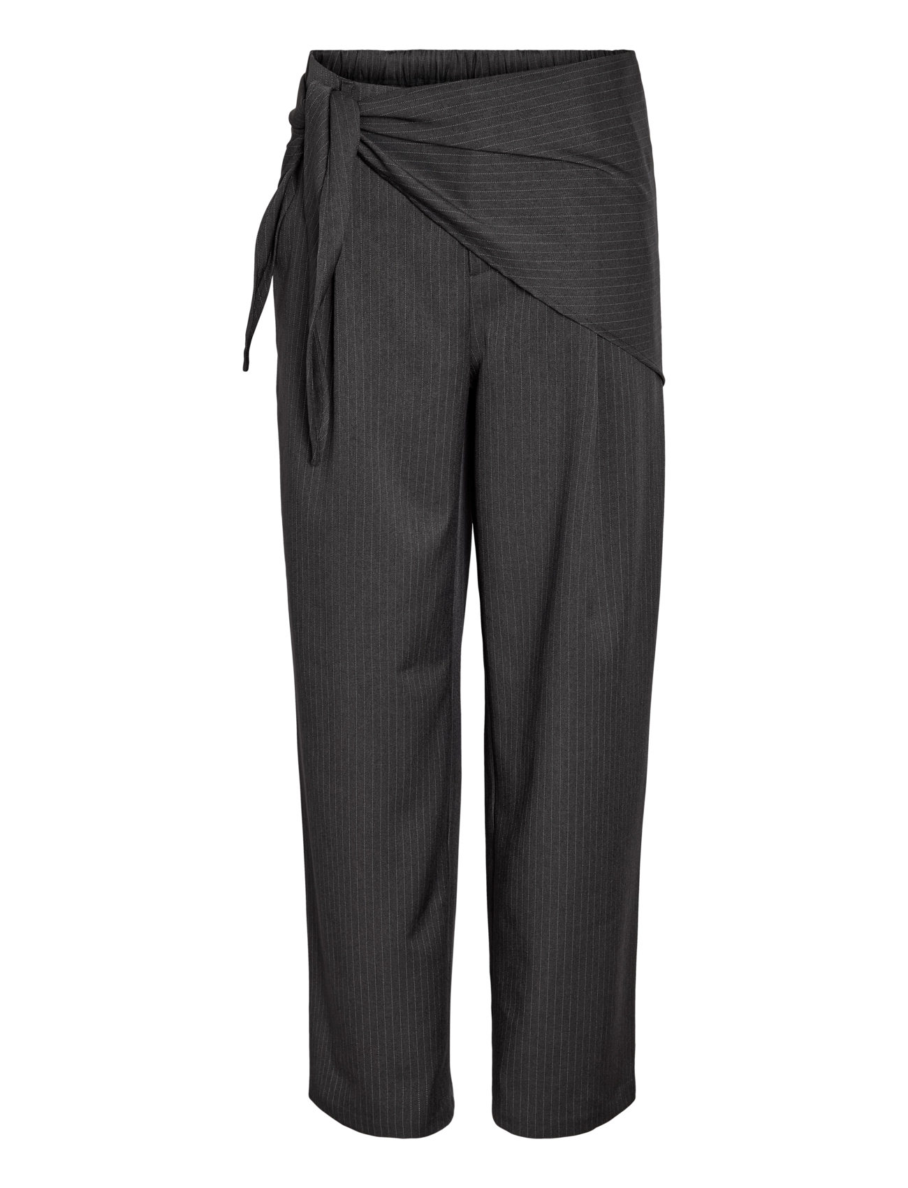NOISY MAY - NMPINE MW PINSTRIPE SCARF PANT TNT/20 - hosen mit weitem bein - charcoal gray - 1