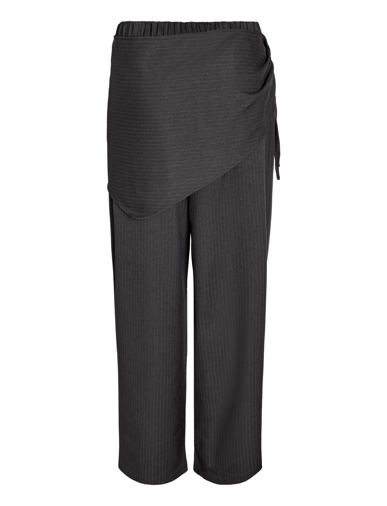 NOISY MAY - NMPINE MW PINSTRIPE SCARF PANT TNT/20 - hosen mit weitem bein - charcoal gray - 2