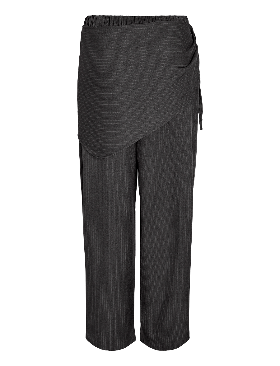 NOISY MAY - NMPINE MW PINSTRIPE SCARF PANT TNT/20 - hosen mit weitem bein - charcoal gray - 2