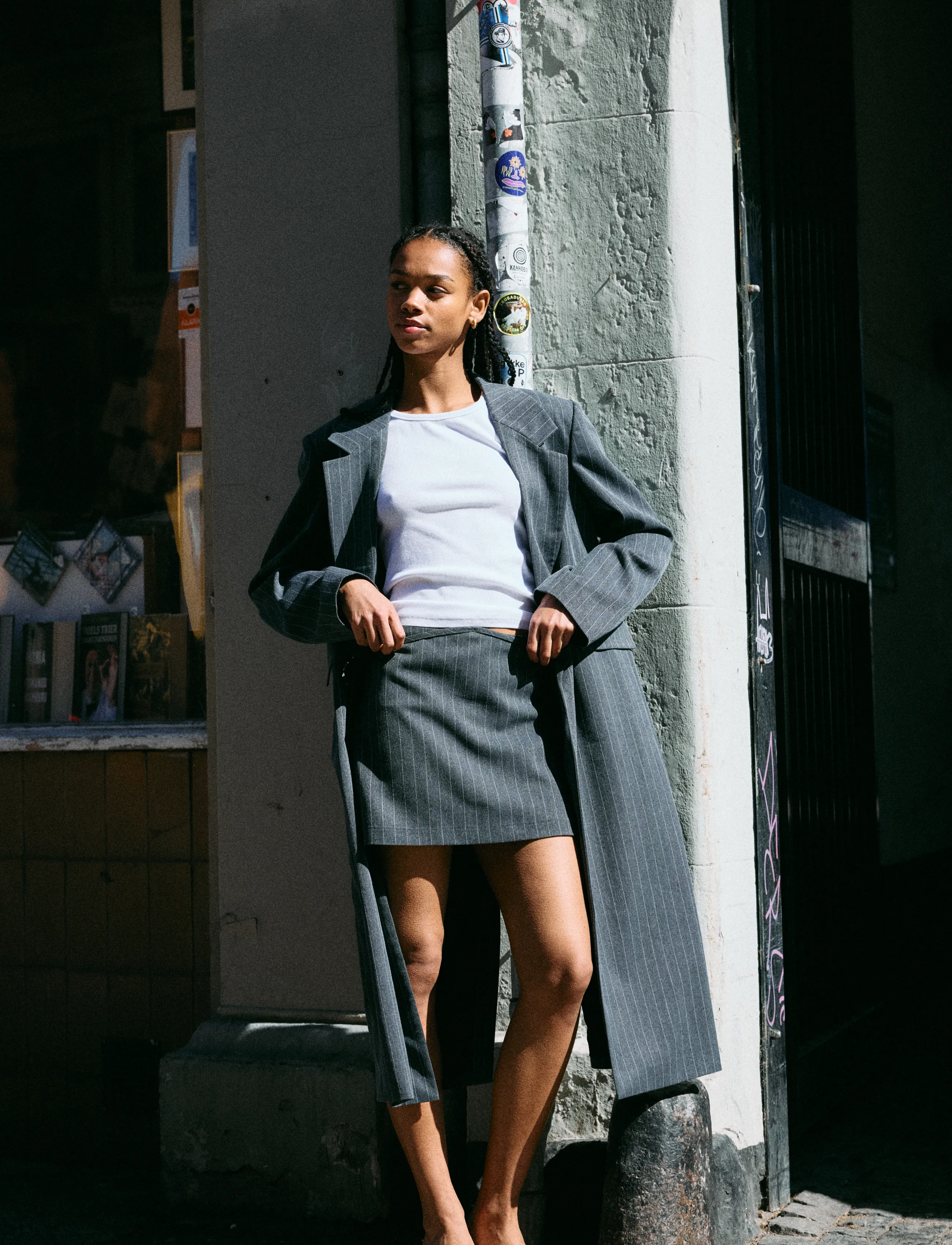 NOISY MAY - NMCELIA L/S LONG OVERSIZE BLAZER TNT/20 - charcoal gray - 4