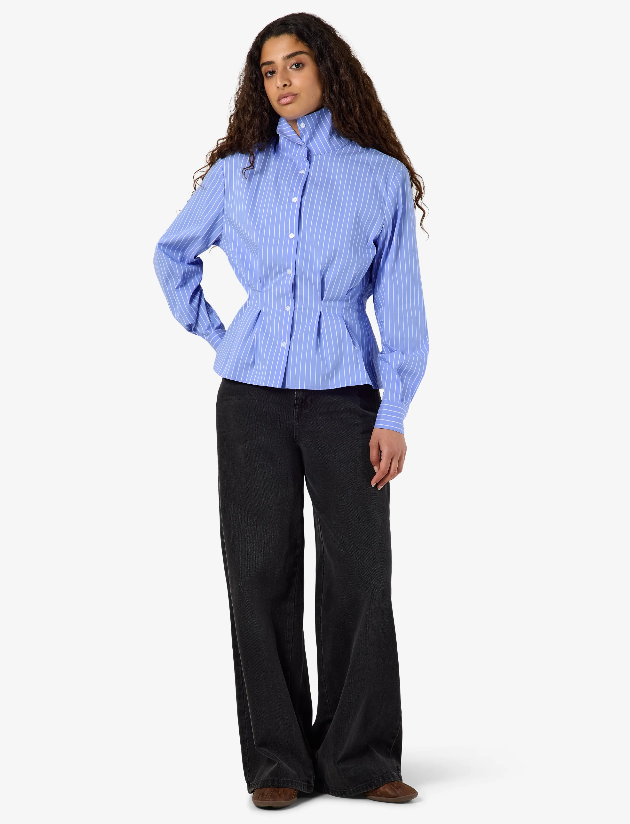 NOISY MAY - NMPAMILA HIGHNECK L/S DETAIL SHIRT - langärmlige hemden - cerulean - 4