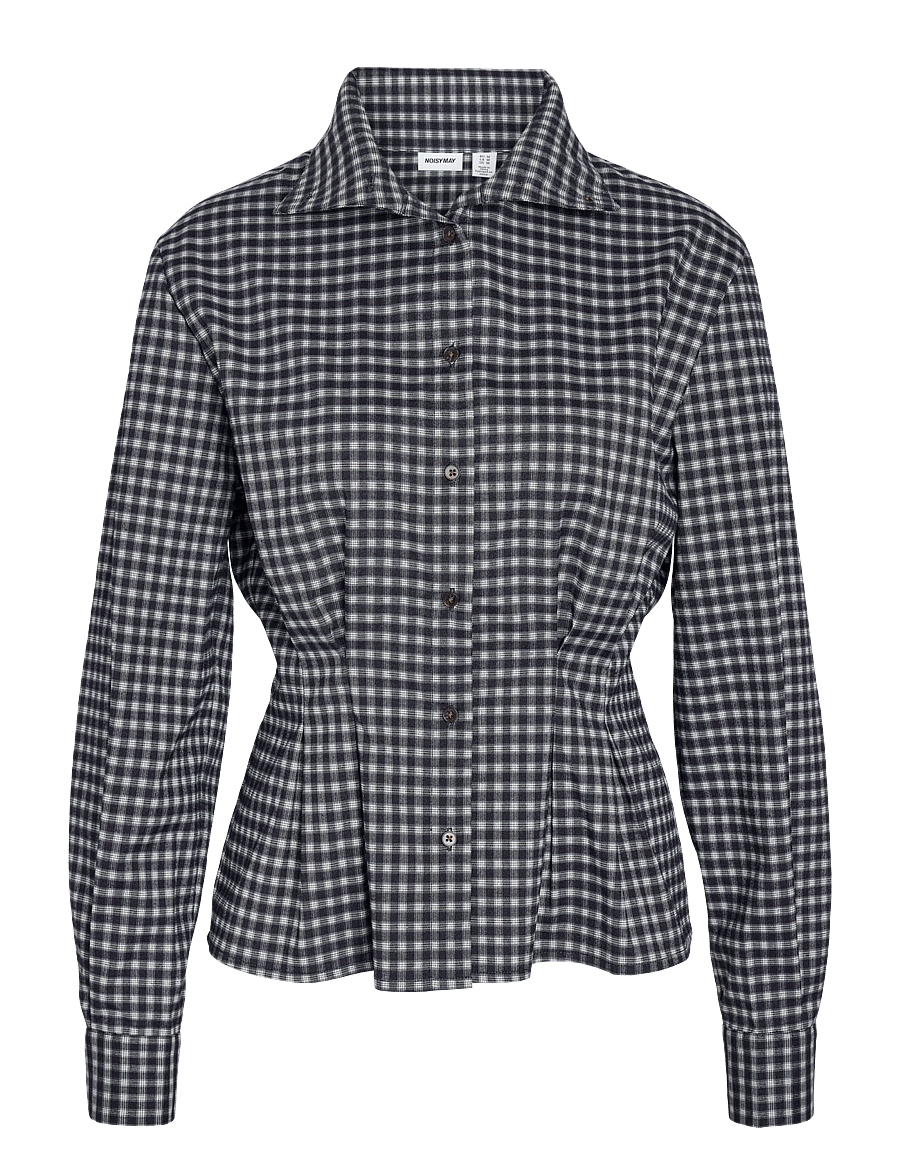 NOISY MAY - NMPAMILA HIGHNECK L/S DETAIL SHIRT - langärmlige hemden - navy blazer - 0