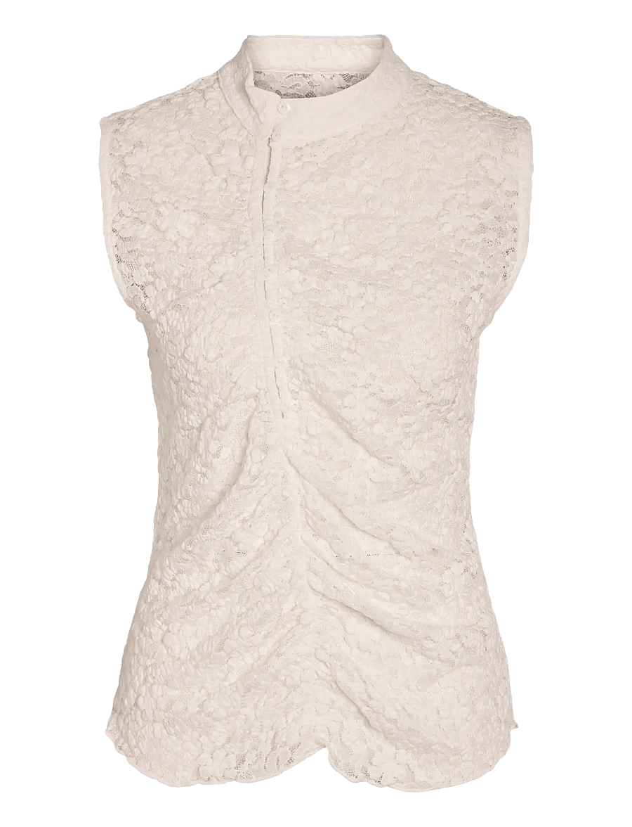 NOISY MAY - NMPEYTON S/L BUTTON TOP - Ärmellose blusen - snow white - 1