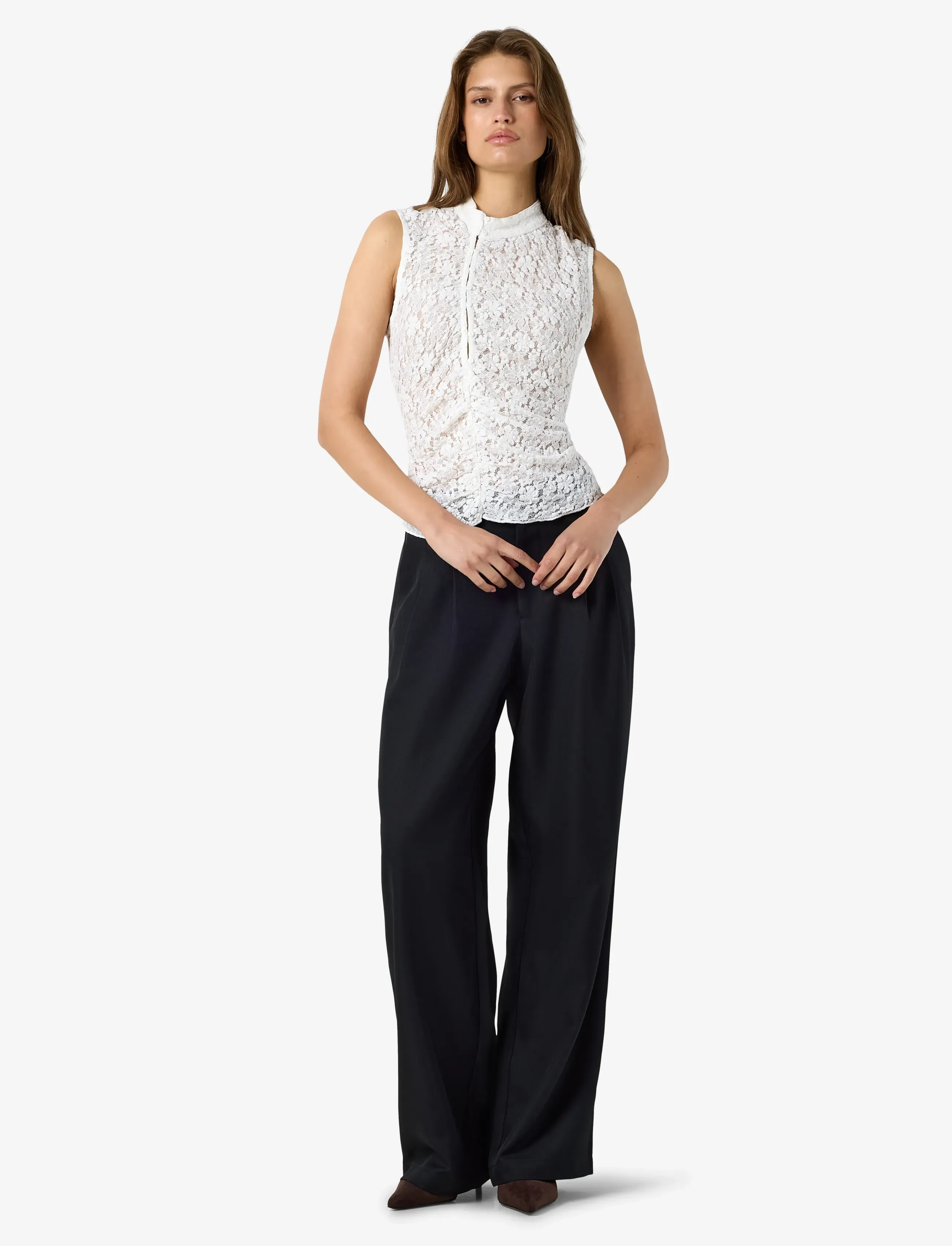 NOISY MAY - NMPEYTON S/L BUTTON TOP - varrukateta pluusid - snow white - 3