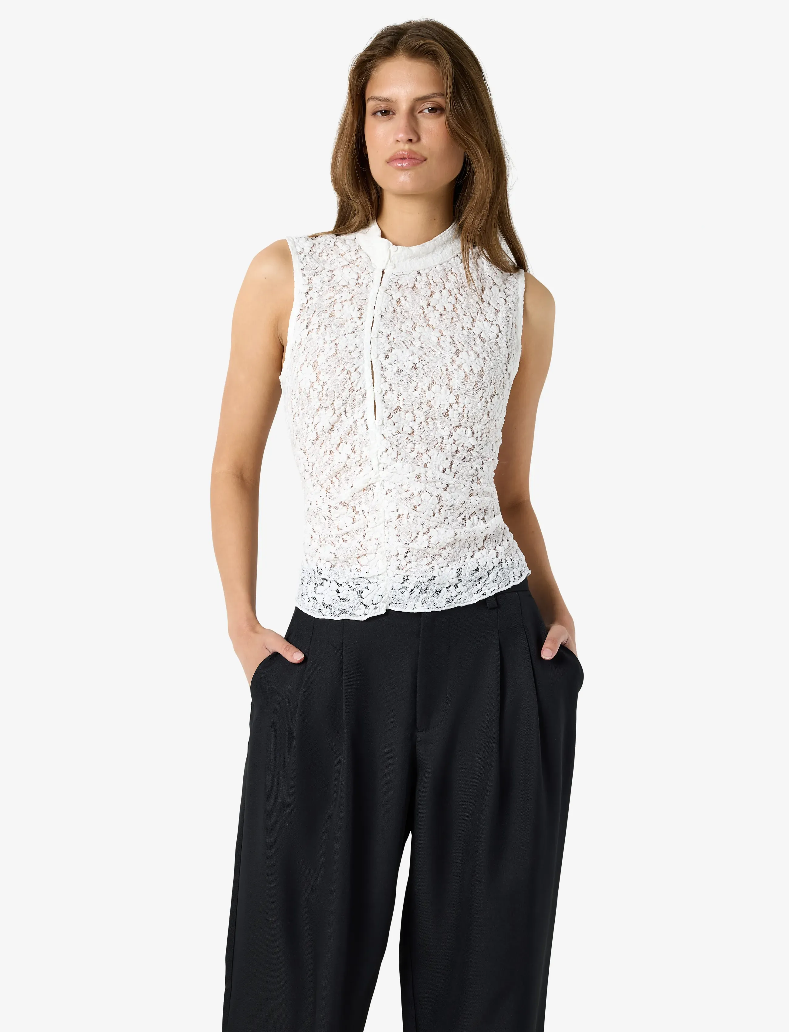 NOISY MAY Nmpeyton S/L Button Top blusar dam – bild 6
