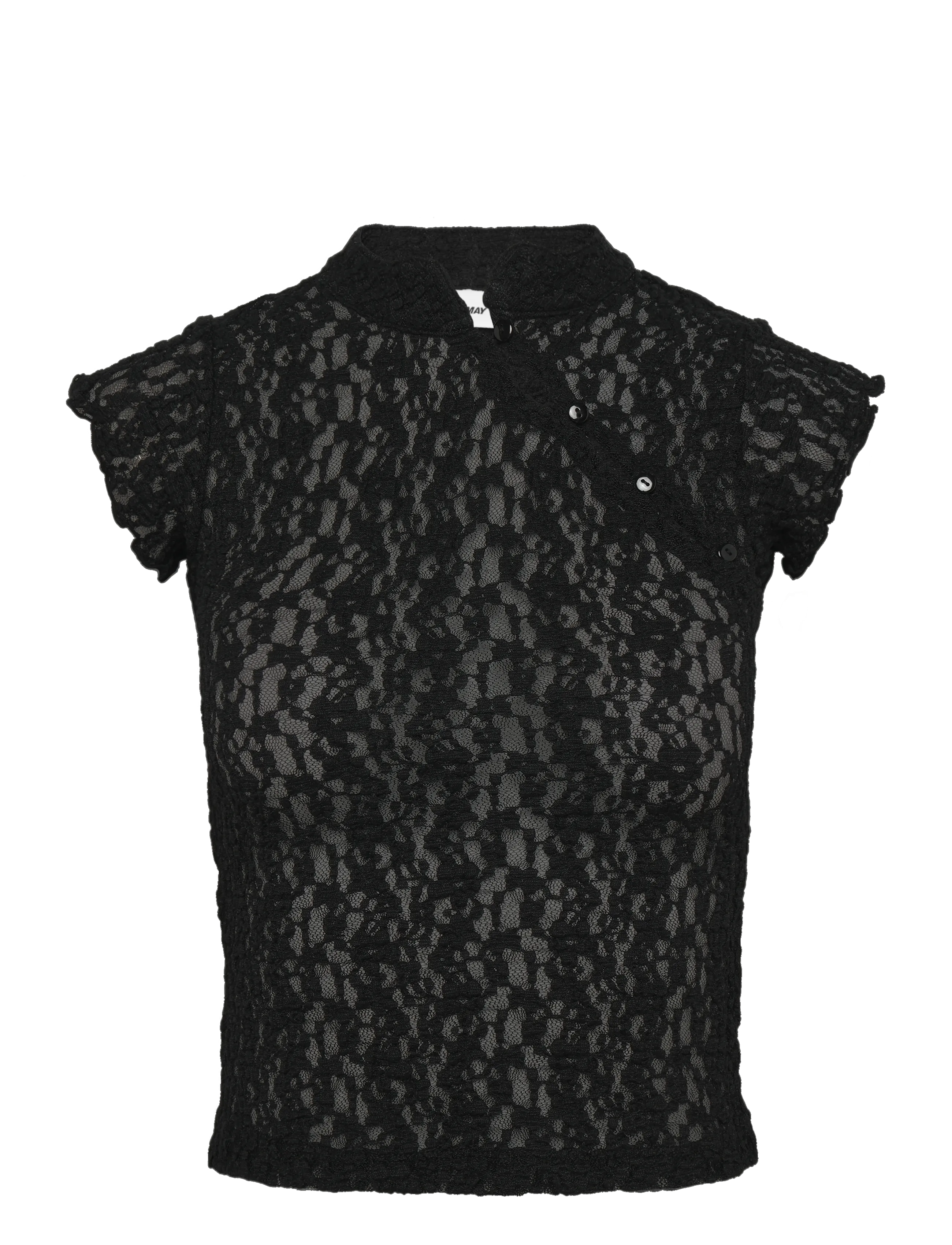 NOISY MAY NMESMEE CAPSLEEVE LACE TOP - Tøj - BLACK / black