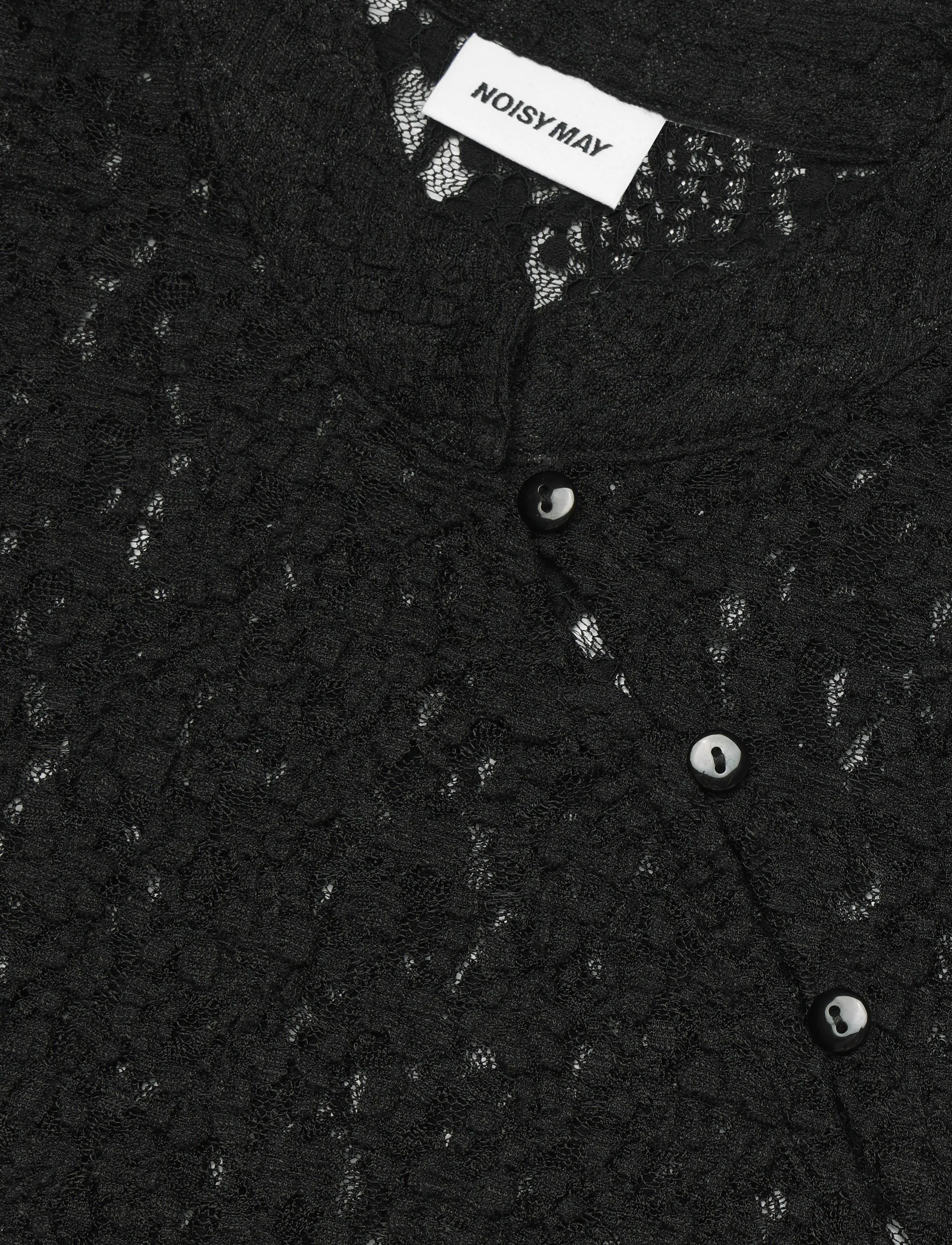 NOISY MAY - NMESMEE CAPSLEEVE LACE TOP - kortærmede bluser - black - 2