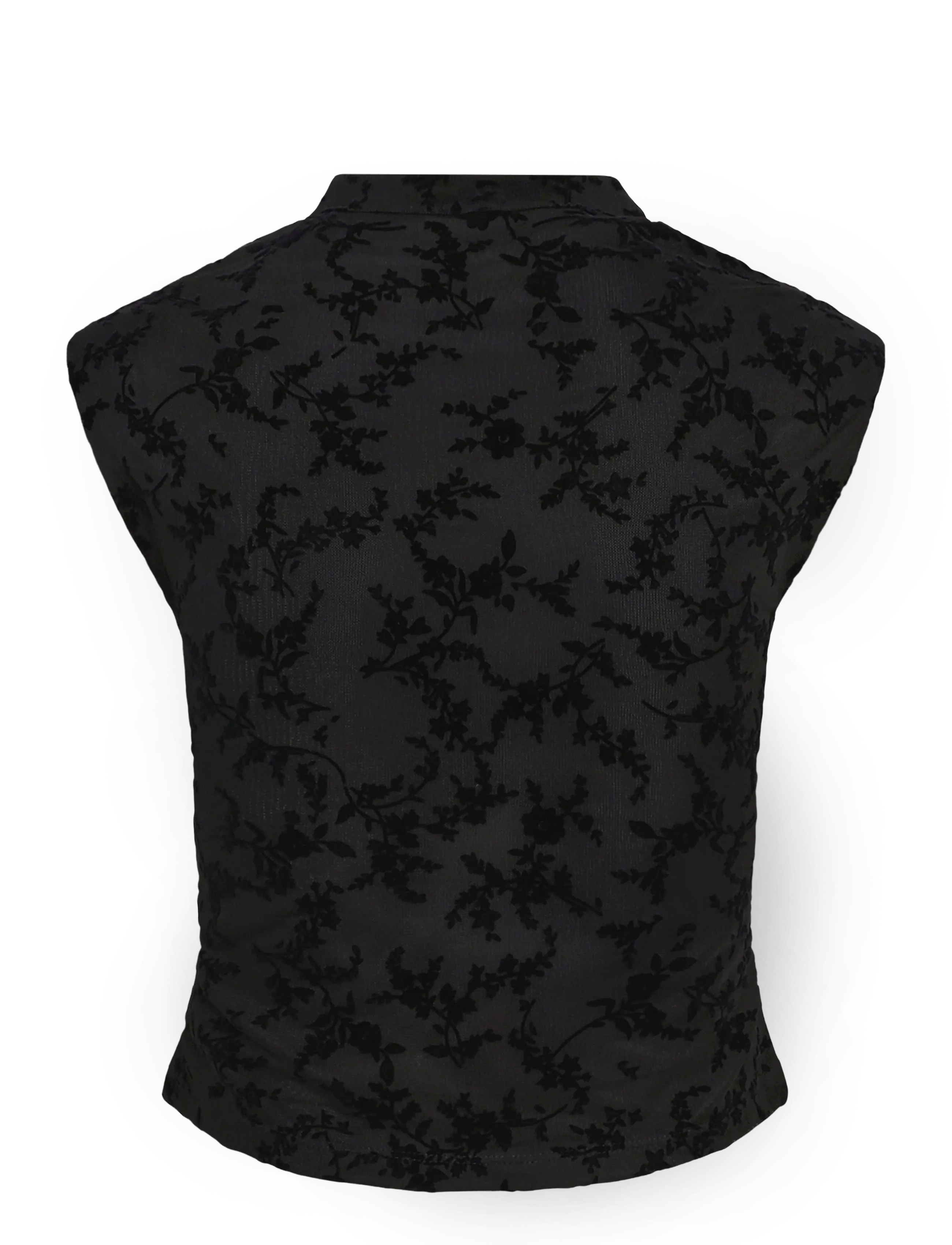 NOISY MAY - NMPRIMA S/S FLOCK MANDARIN TOP - Ärmlösa blusar - black - 1