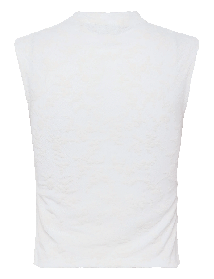 NOISY MAY - NMPRIMA S/S FLOCK MANDARIN TOP - Ärmellose blusen - snow white - 1