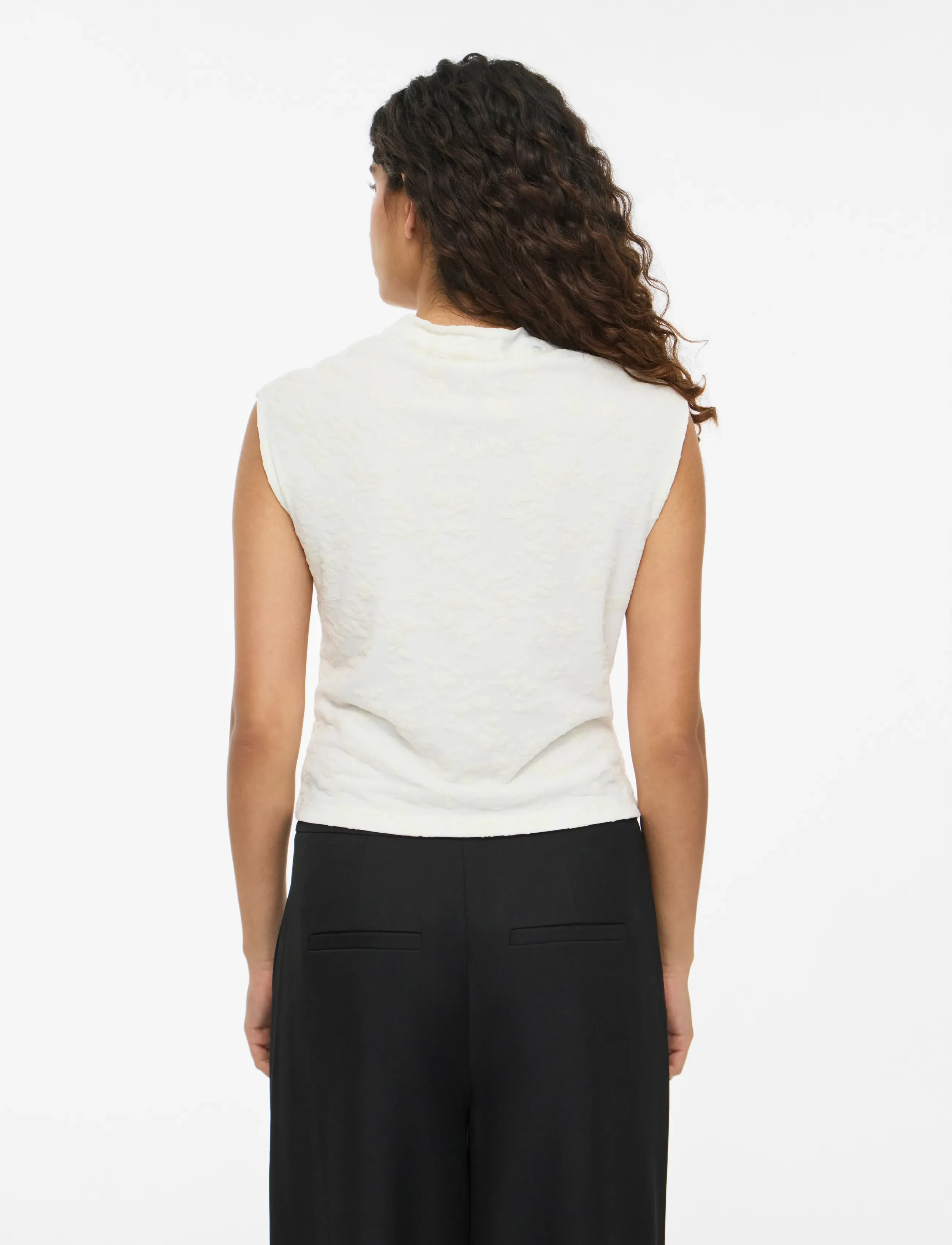 NOISY MAY - NMPRIMA S/S FLOCK MANDARIN TOP - Ärmlösa blusar - snow white - 3