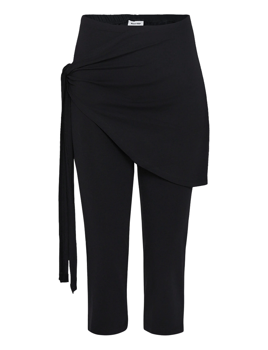 NOISY MAY - NMELLA MW CAPRI SCARF PANT - capri byxor - black - 0