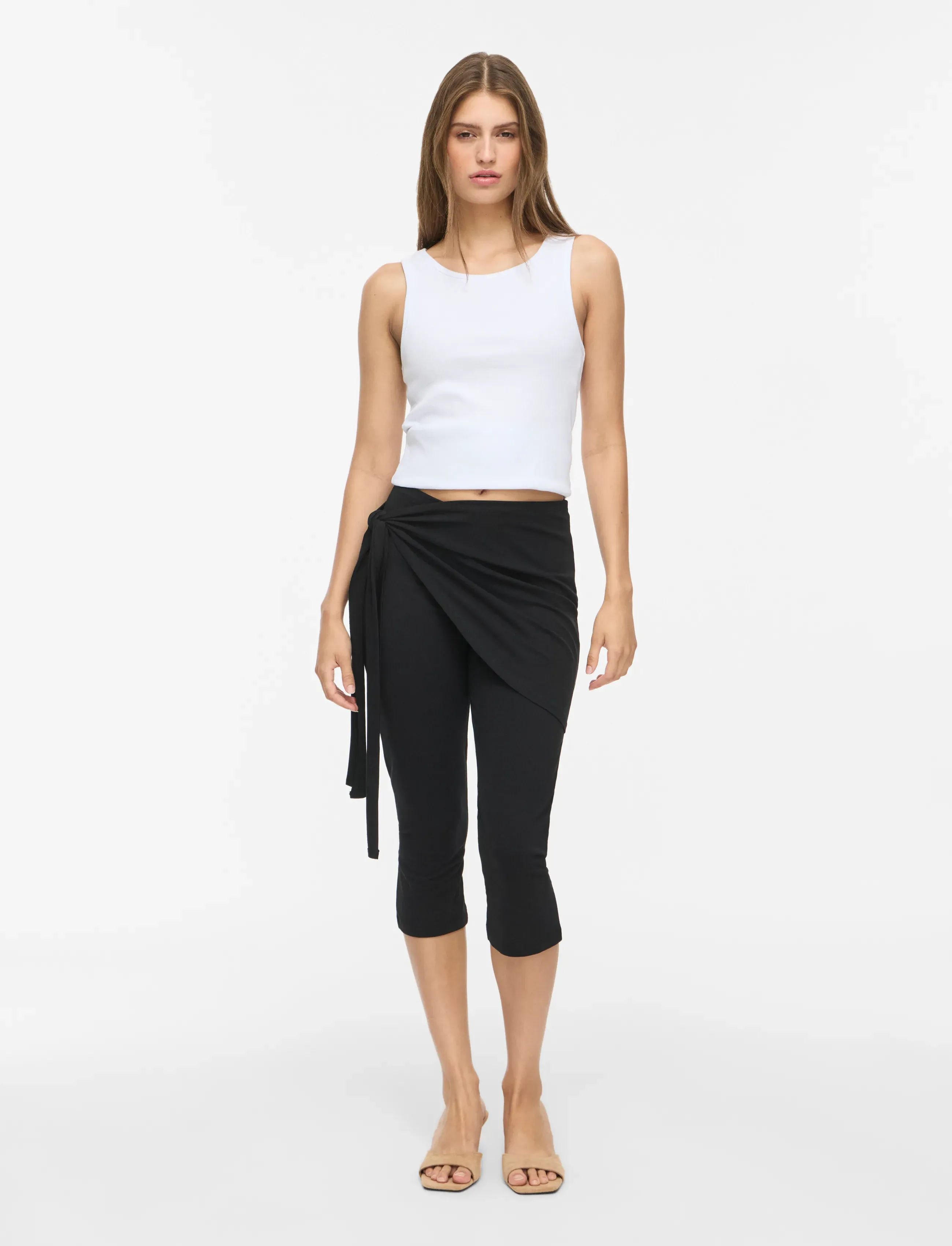 NOISY MAY - NMELLA MW CAPRI SCARF PANT - capri bukser - black - 4