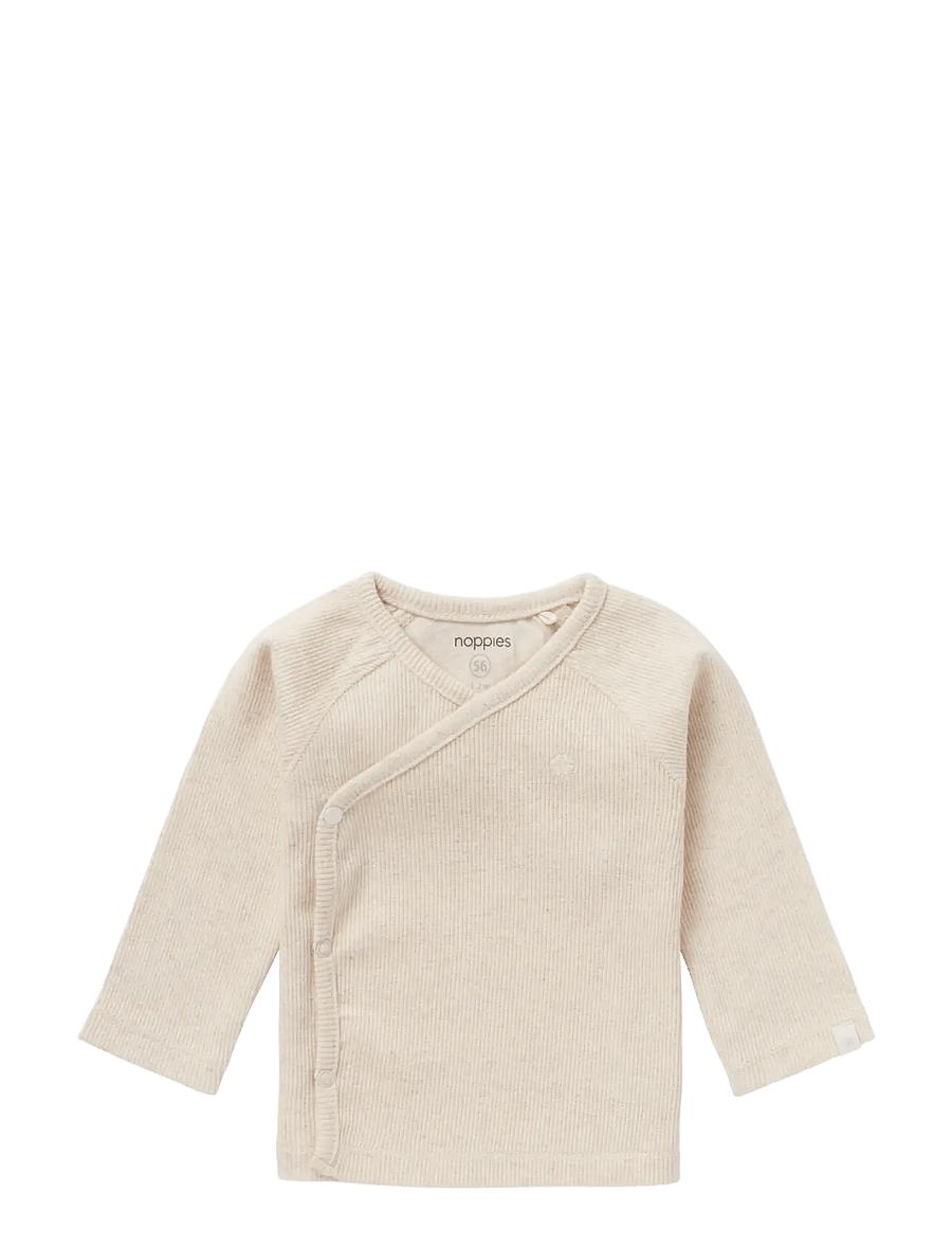 Noppies - U Tee Overlap LS Rib Nanyuki - långärmade t-shirts - p611 oatmeal melange - 0