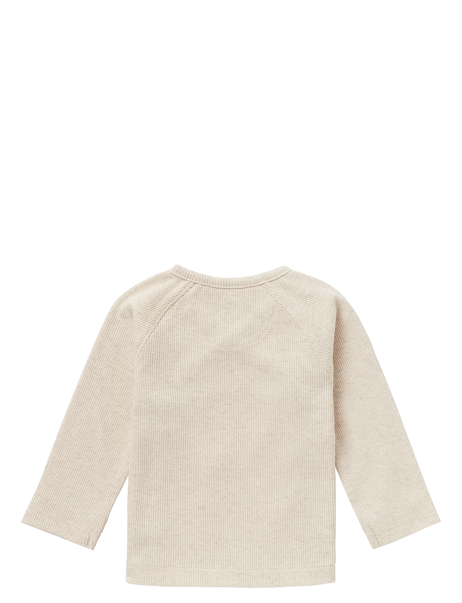 Noppies - U Tee Overlap LS Rib Nanyuki - långärmade t-shirts - p611 oatmeal melange - 1