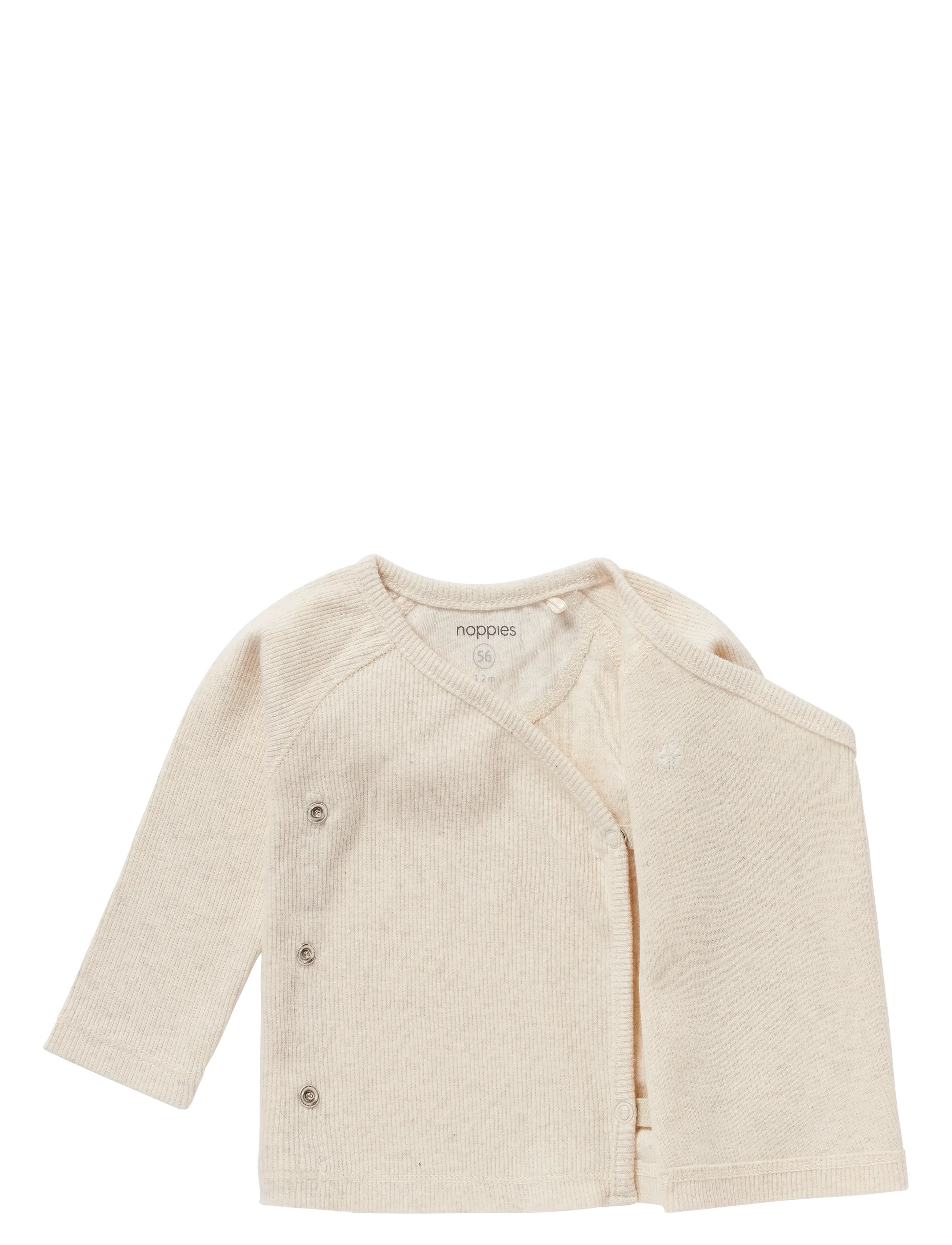 Noppies - U Tee Overlap LS Rib Nanyuki - långärmade t-shirts - p611 oatmeal melange - 2
