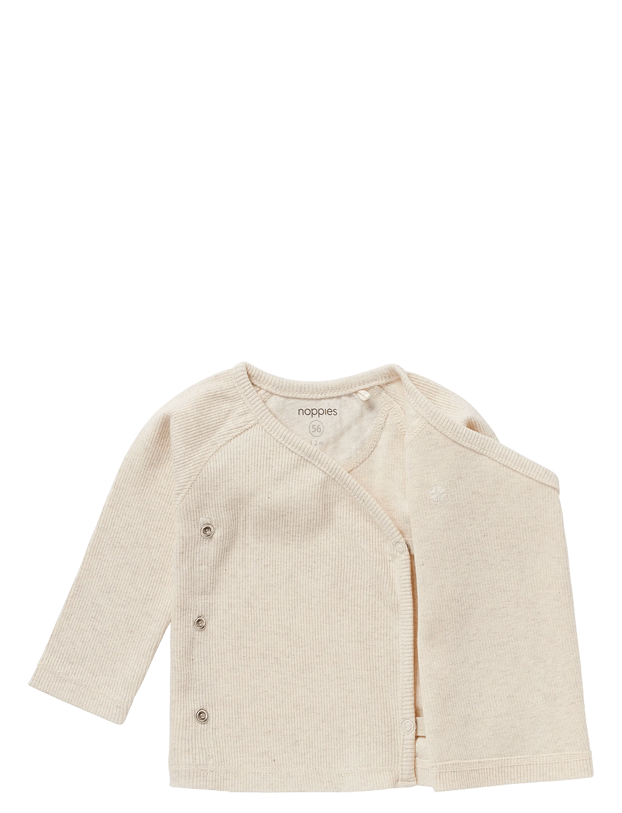 Noppies - U Tee Overlap LS Rib Nanyuki - långärmade t-shirts - p611 oatmeal melange - 2