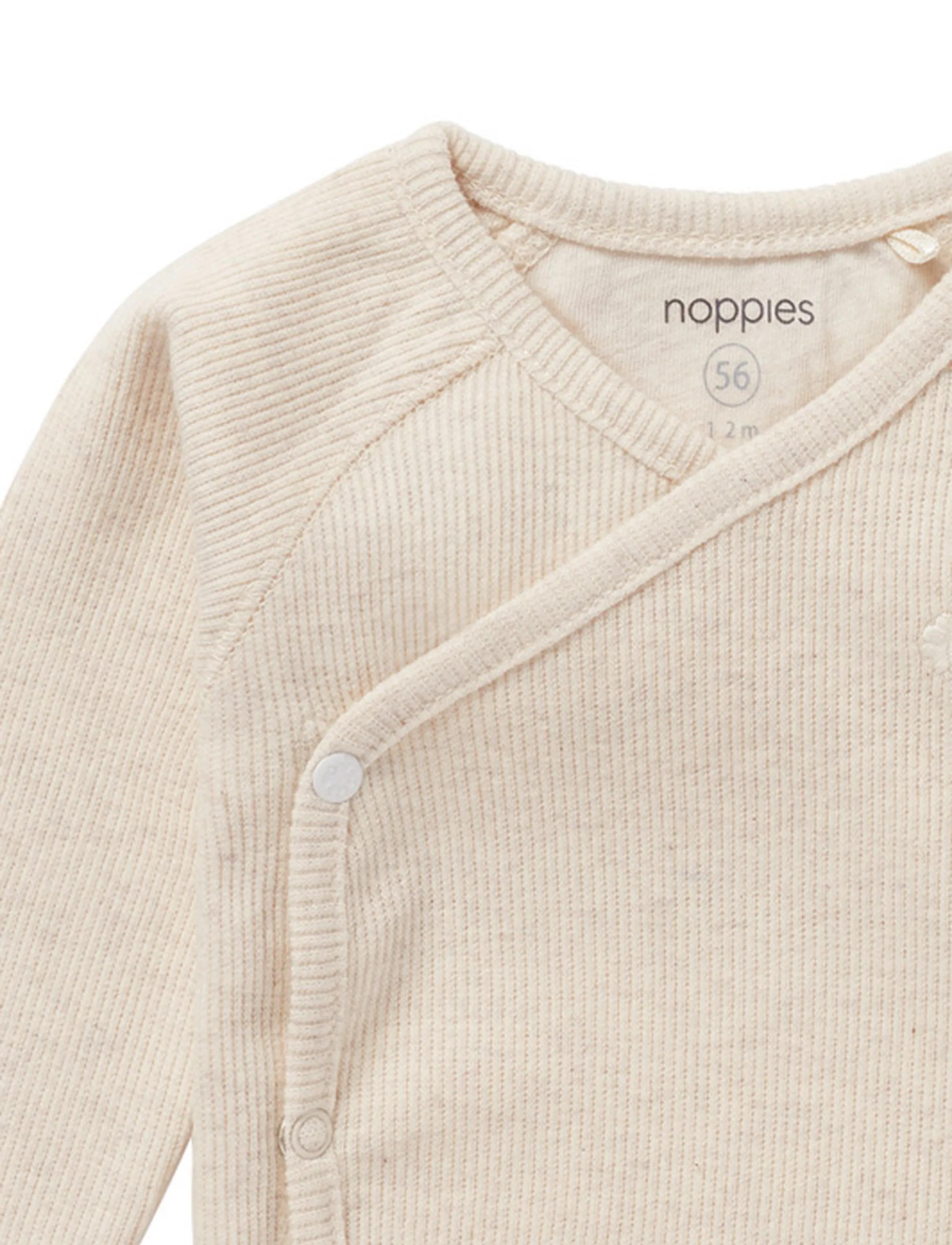Noppies - U Tee Overlap LS Rib Nanyuki - långärmade t-shirts - p611 oatmeal melange - 3