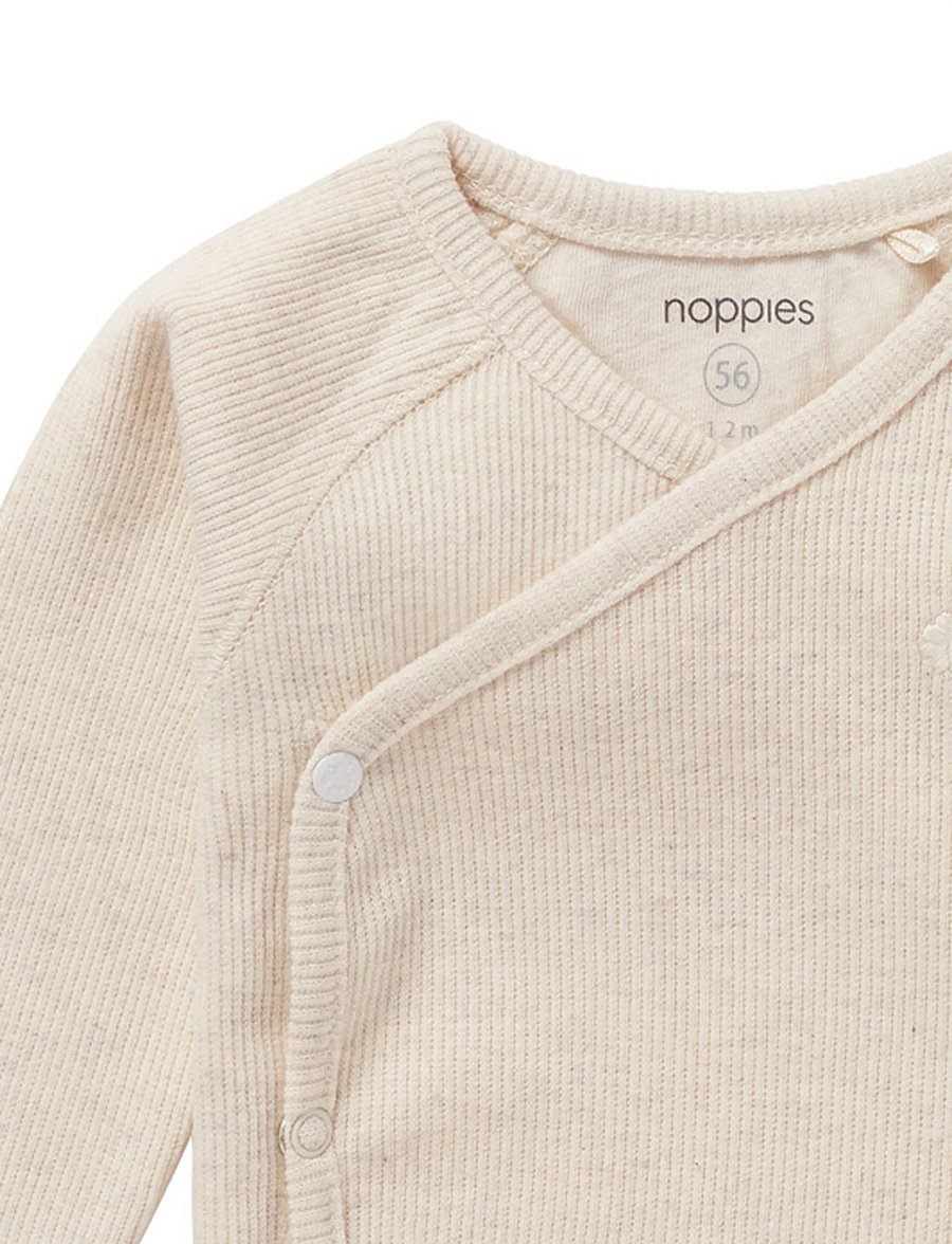 Noppies - U Tee Overlap LS Rib Nanyuki - långärmade t-shirts - p611 oatmeal melange - 3