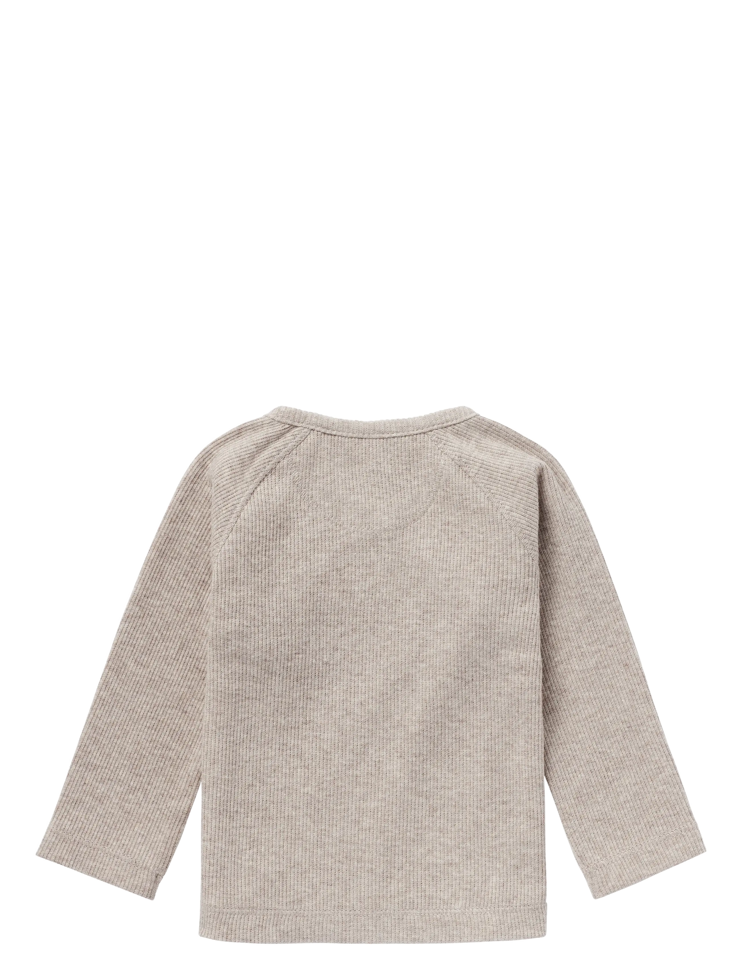 Noppies - U Tee Overlap LS Rib Nanyuki - langærmede t-shirts - p757 taupe melange - 1