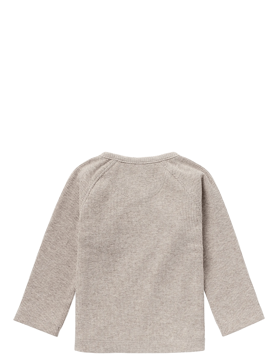 Noppies - U Tee Overlap LS Rib Nanyuki - langærmede t-shirts - p757 taupe melange - 1