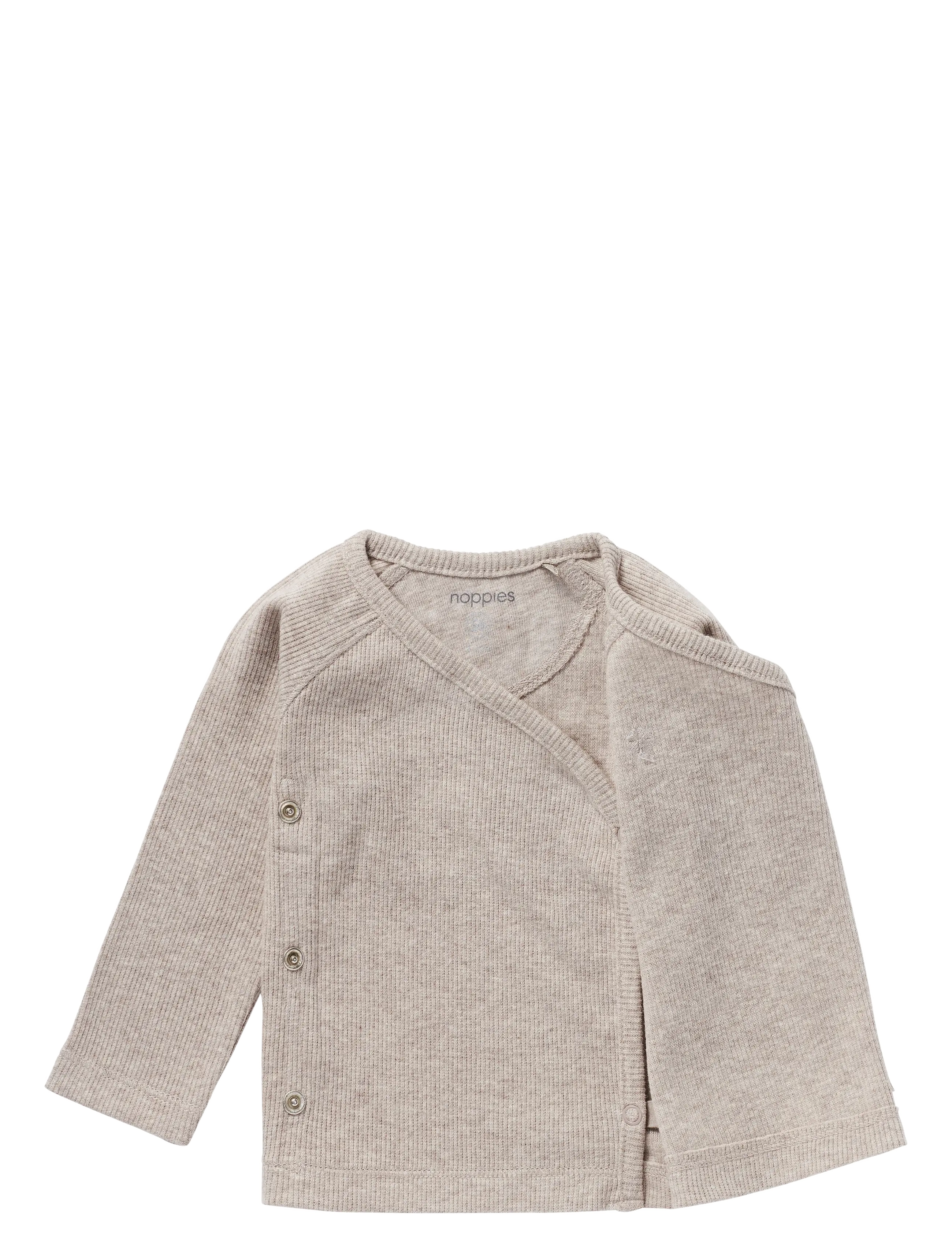 Noppies - U Tee Overlap LS Rib Nanyuki - langærmede t-shirts - p757 taupe melange - 2