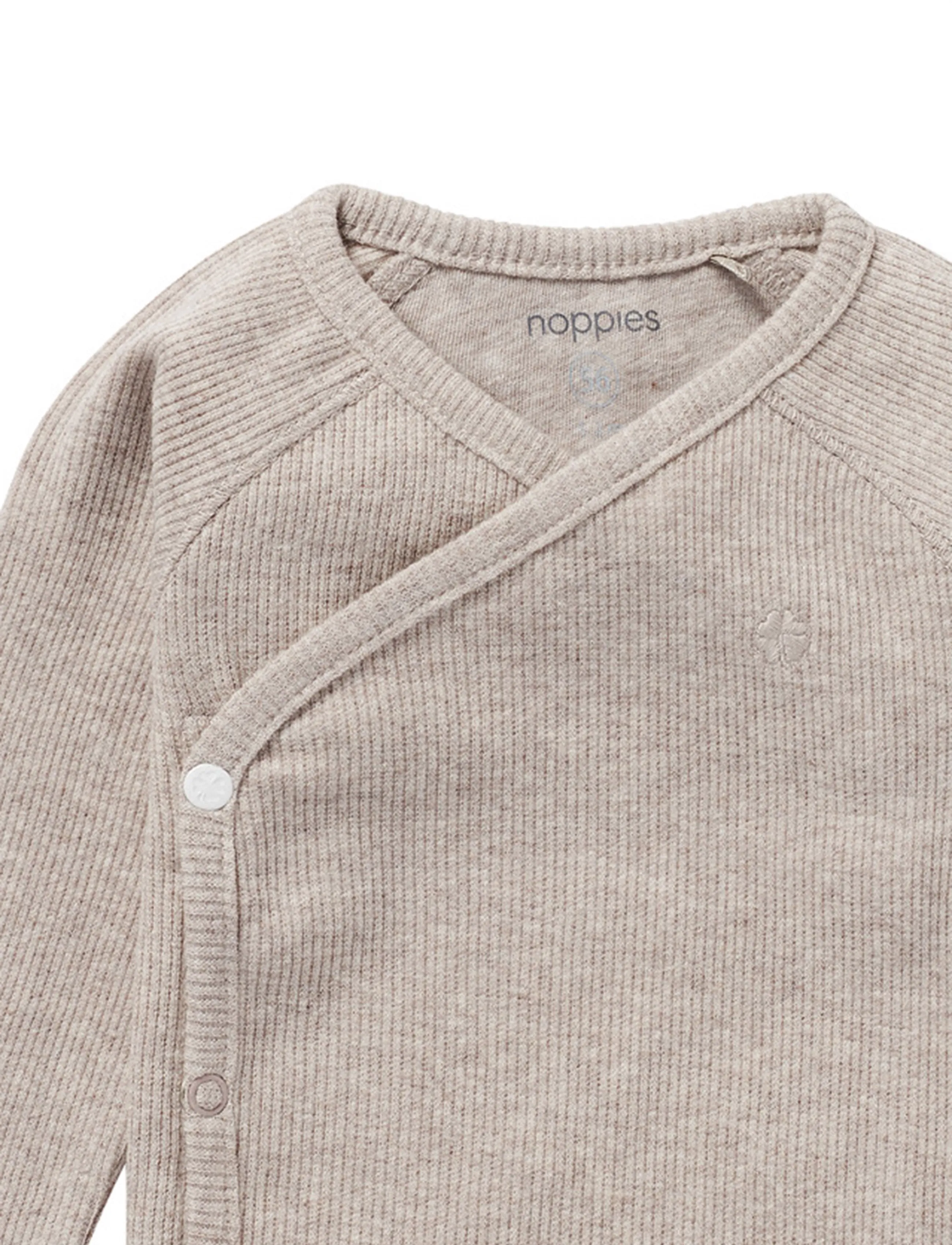 Noppies - U Tee Overlap LS Rib Nanyuki - langærmede t-shirts - p757 taupe melange - 3