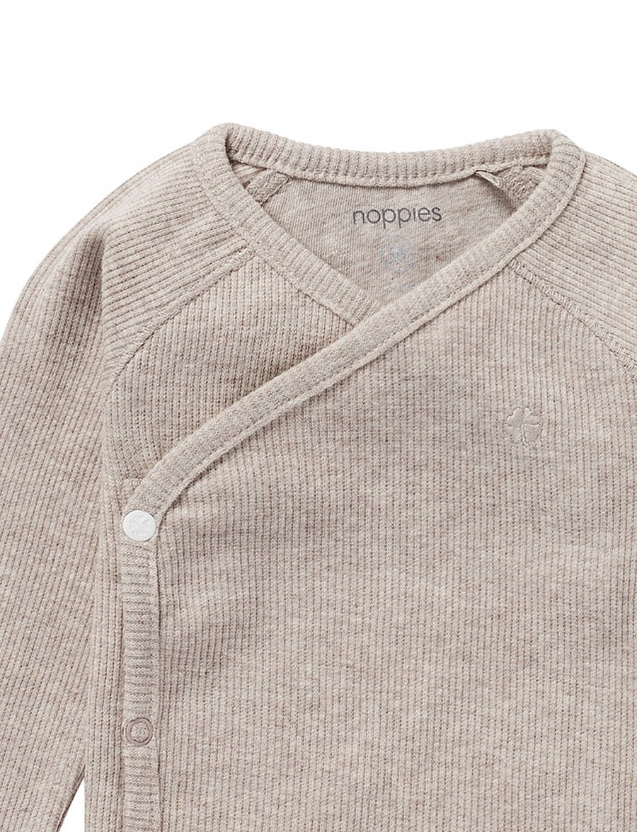 Noppies - U Tee Overlap LS Rib Nanyuki - langærmede t-shirts - p757 taupe melange - 3