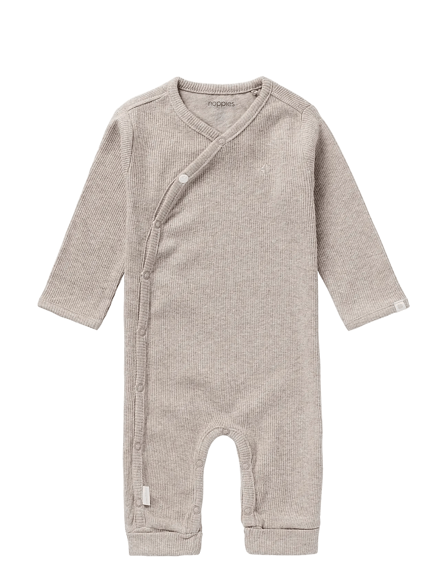 Noppies - U Playsuit LS Rib Nevis - shop efter alder - p757 taupe melange - 0