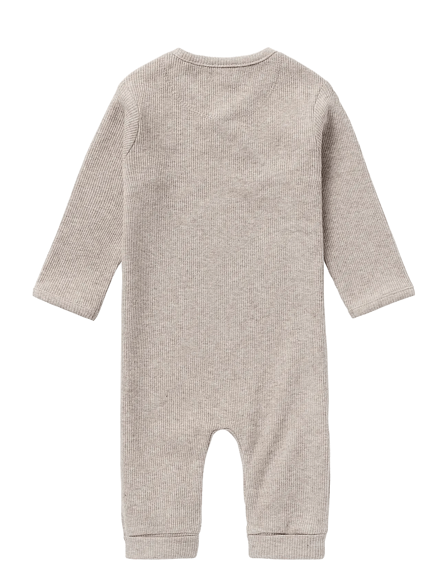 Noppies - U Playsuit LS Rib Nevis - shop efter alder - p757 taupe melange - 1
