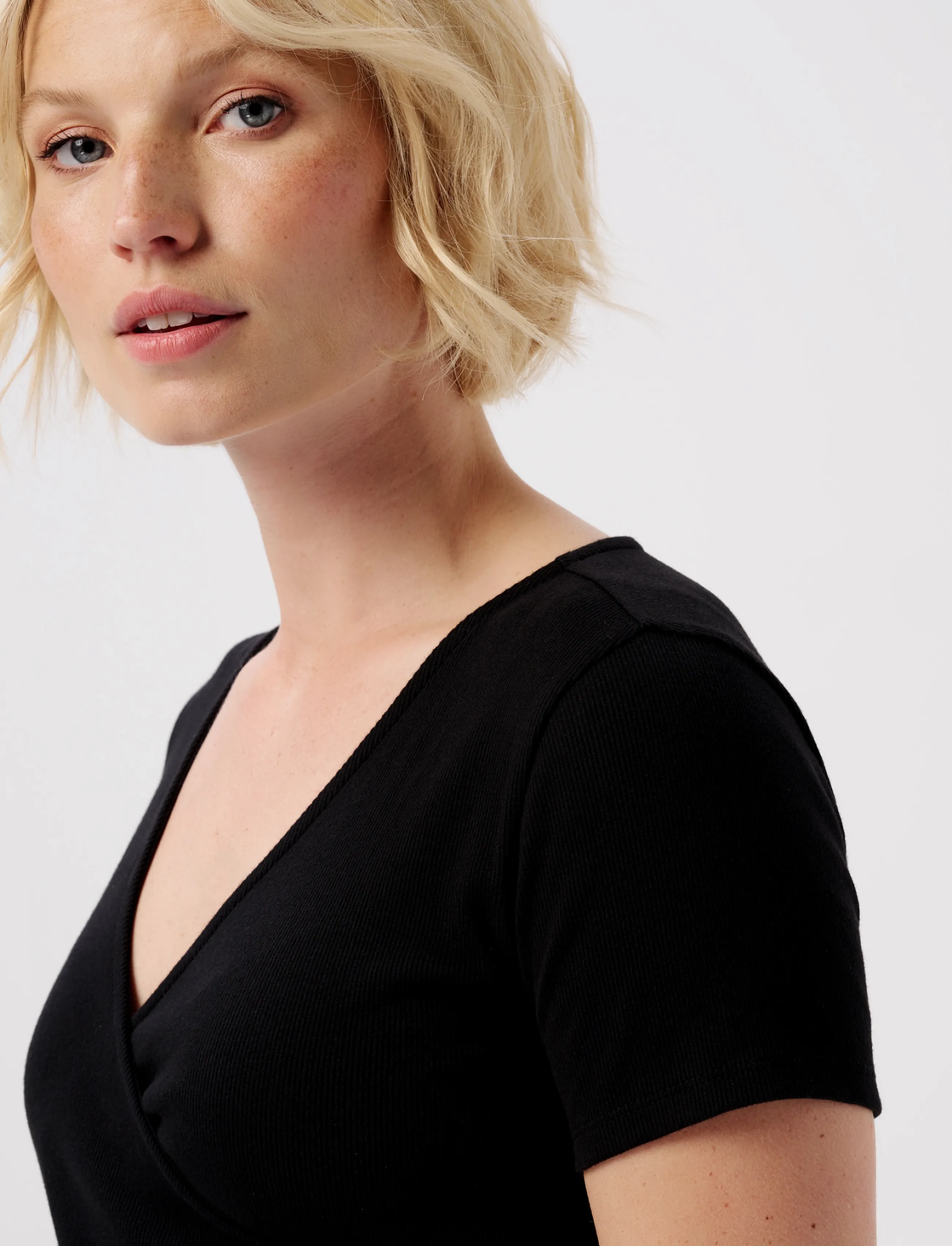 Noppies - Sanson nursing rib top SS - p090 black - 4