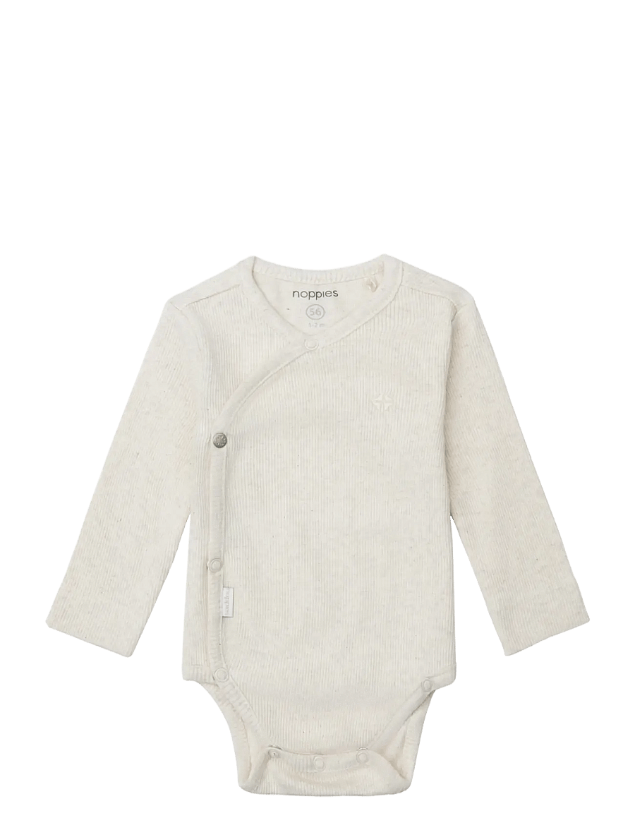 Noppies - U Romper rib Nino LS - p611 oatmeal melange - 0