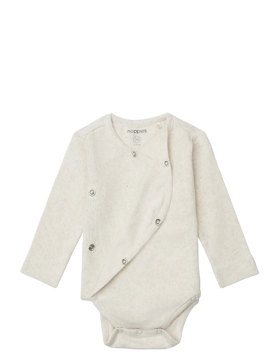 Noppies - U Romper rib Nino LS - p611 oatmeal melange - 2