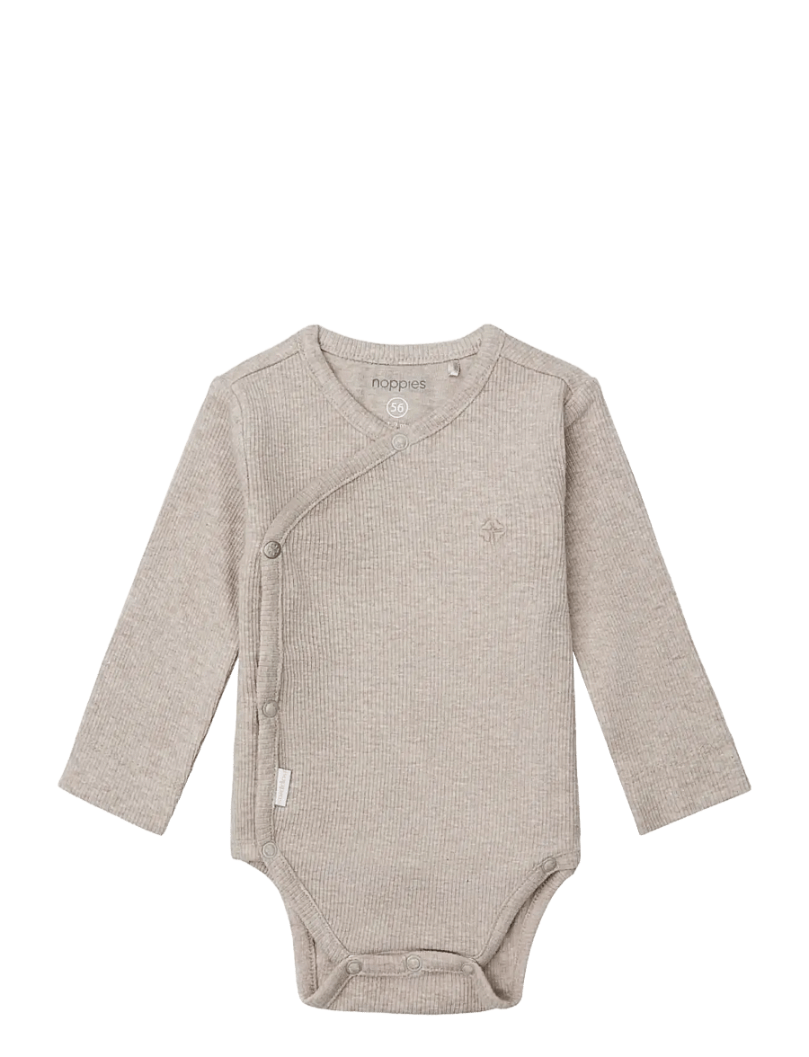 Noppies - U Romper rib Nino LS - p757 taupe melange - 0