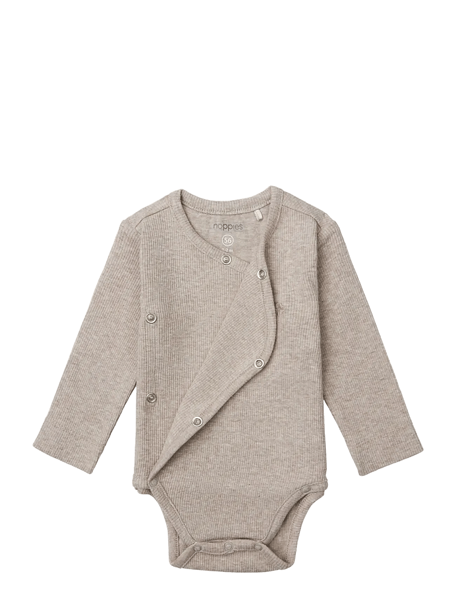 Noppies - U Romper rib Nino LS - p757 taupe melange - 2