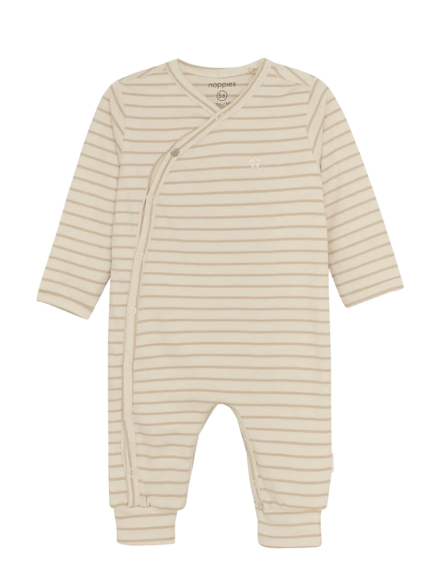 Noppies - U Playsuit Nolan long sleeve - n333 stripe pattern off white - 0