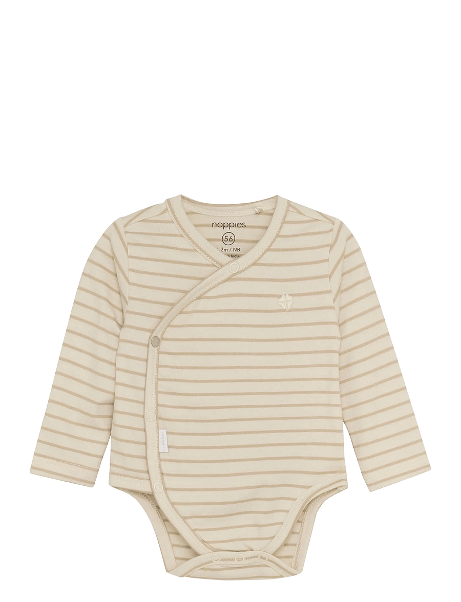Noppies - Unisex Romper Navi long sleeve - n333 stripe pattern off white - 1