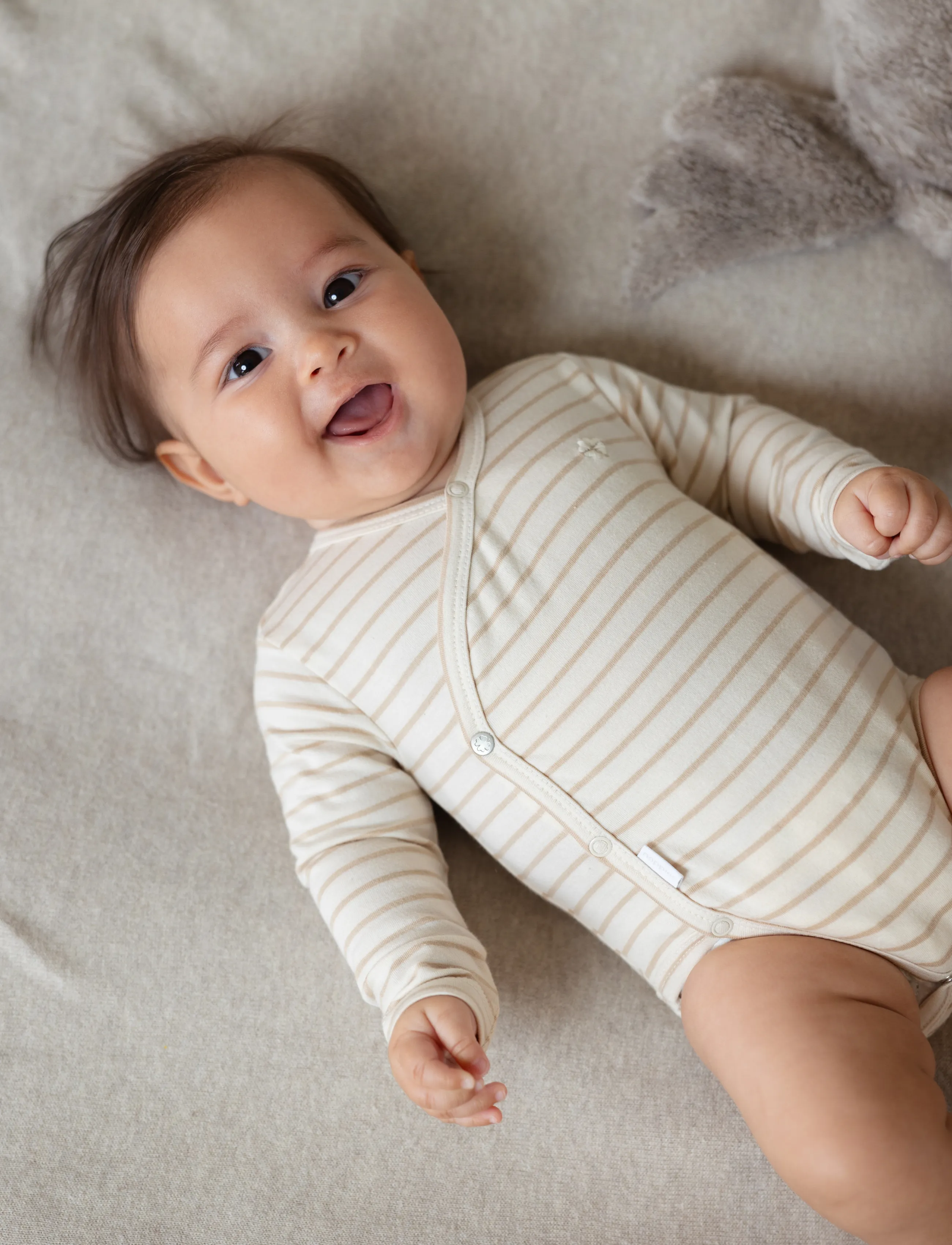 Noppies - Unisex Romper Navi long sleeve - n333 stripe pattern off white - 0