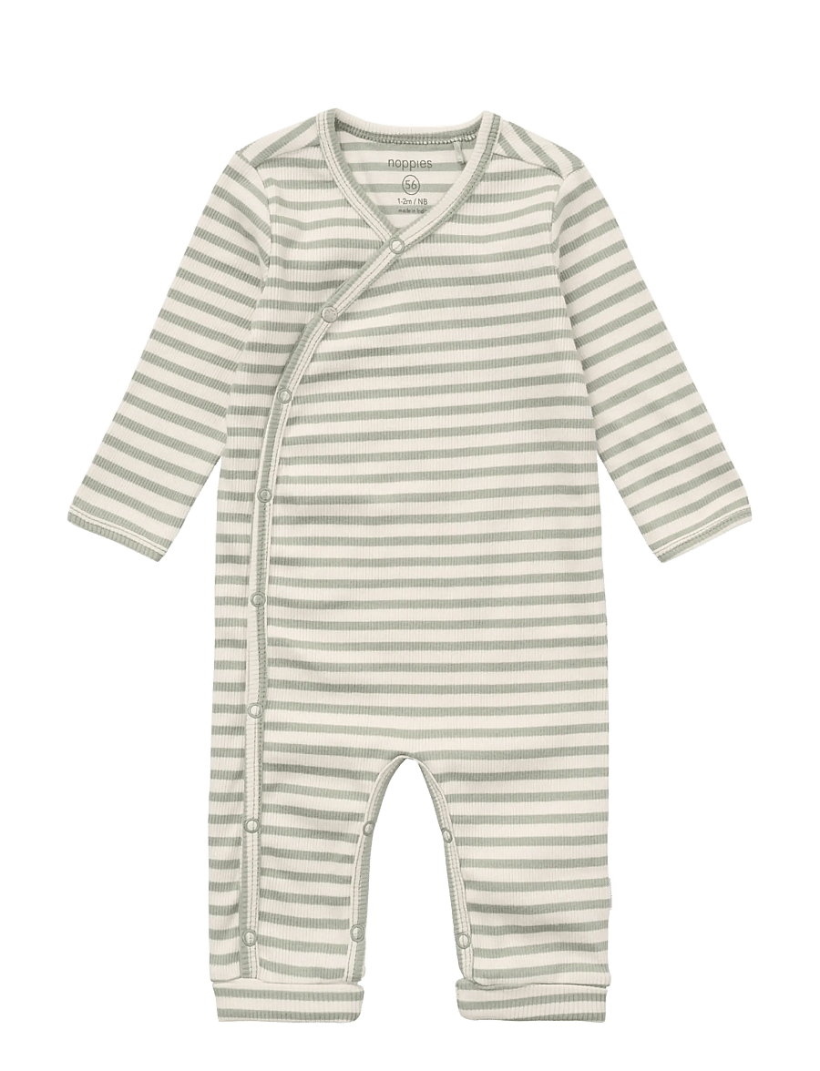 Noppies - Playsuit LS stripe - jumpsuits - iceberg green - 0