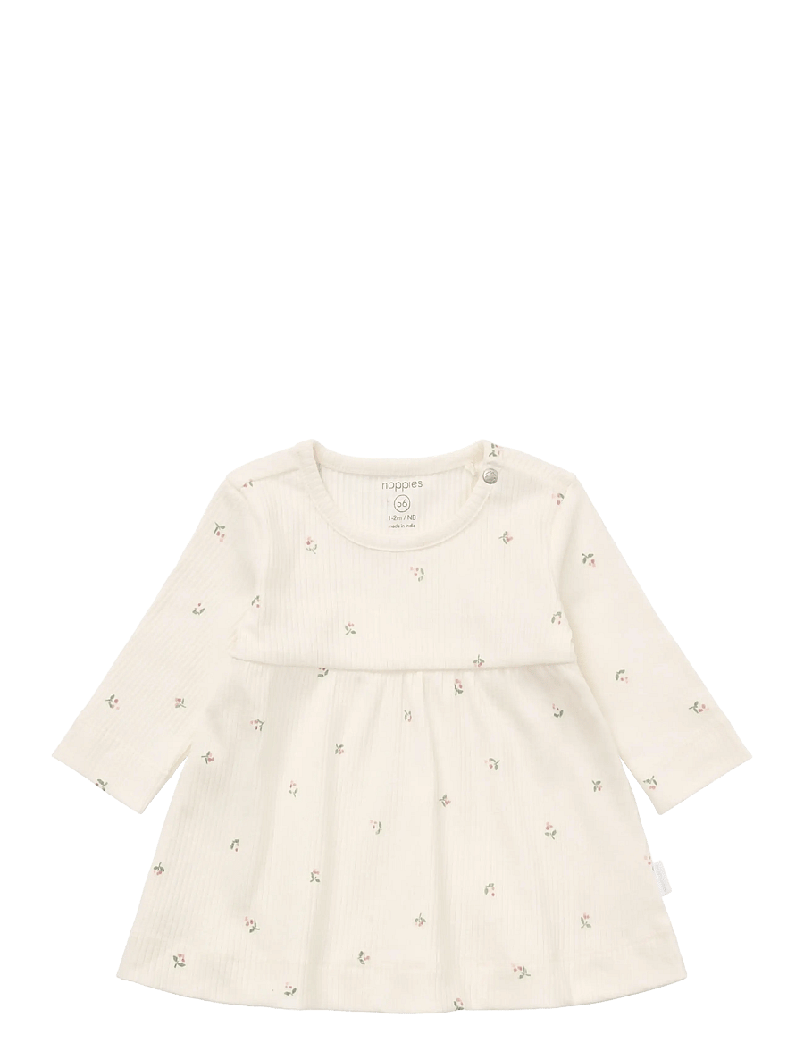 Noppies - Dress LS AOP - langärmelige babykleider - egret - 0