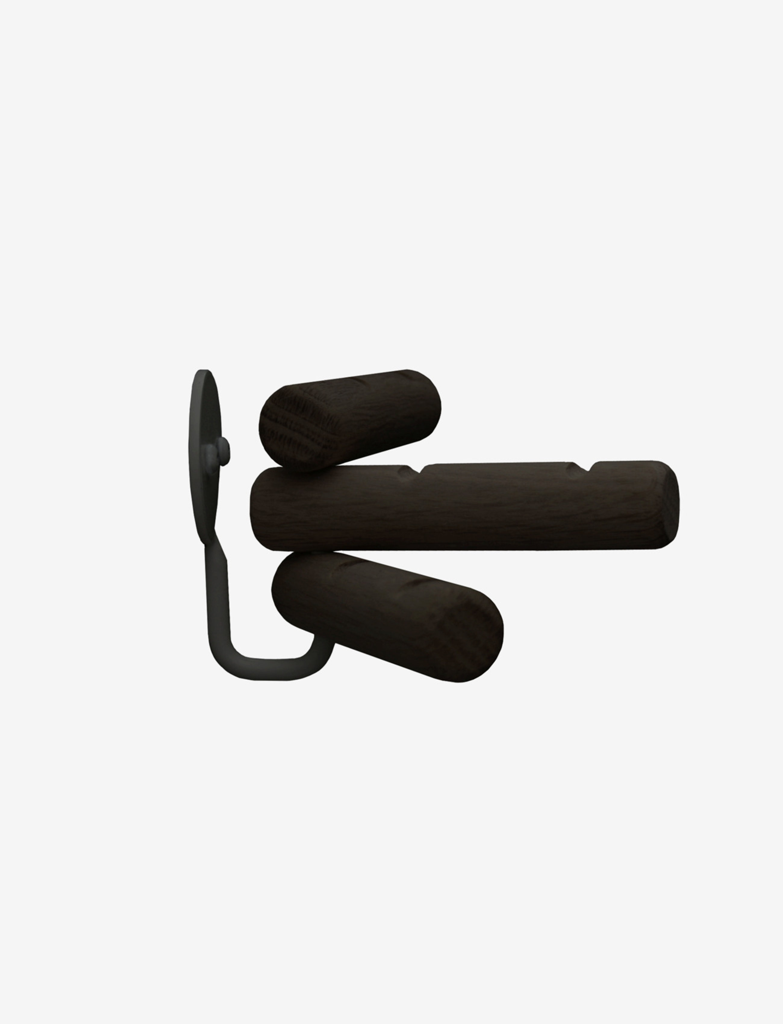 Nordic Function 3Hooks Knage, Coat Krog & Racks, Sort, Str: ONE SIZE